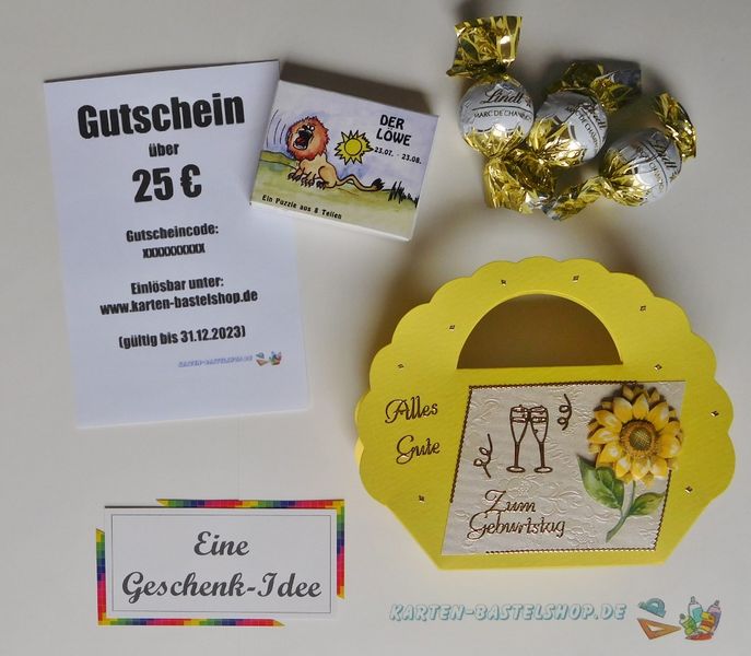 Geburtstags-Geschenkidee mit Täschchen und Süßigkeiten