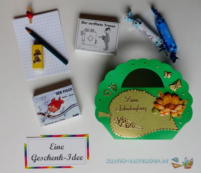 Schulanfangs-Täschchen mit Stift und kleinen Geschenken