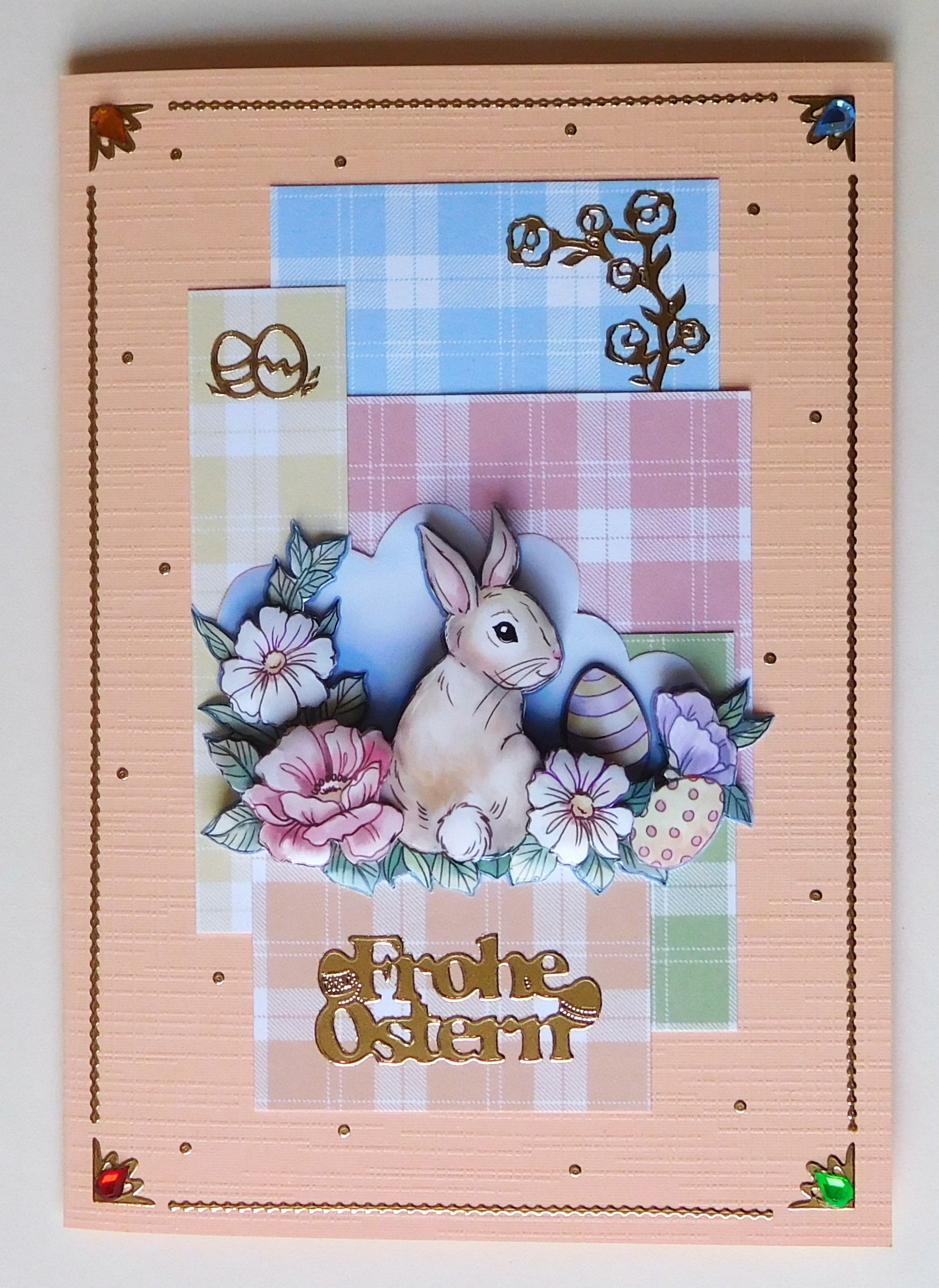 🌸 Osterkarte mit Patchwork-Muster