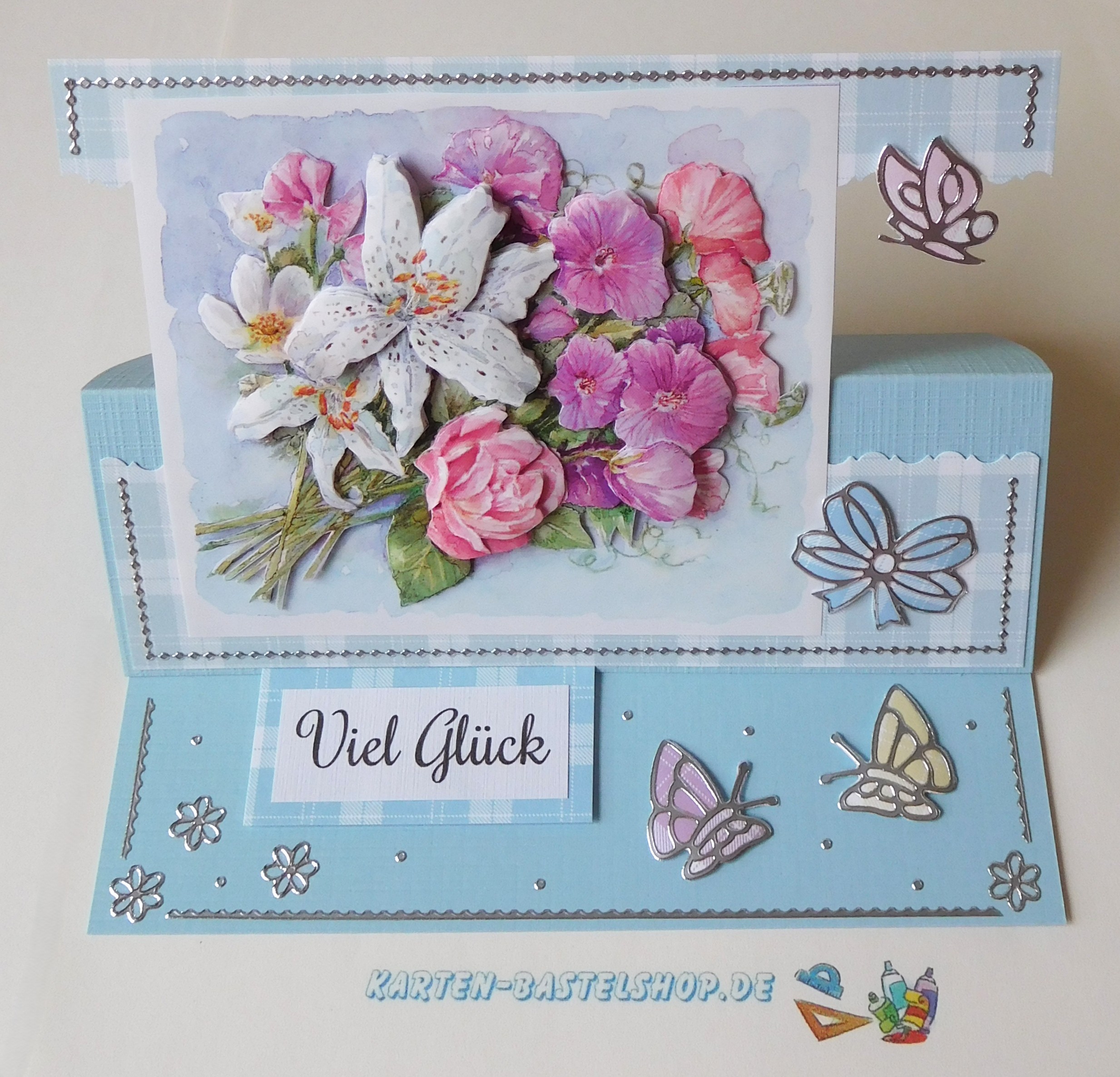 🌸 Aufstellkarte mit Lilien und Rosen