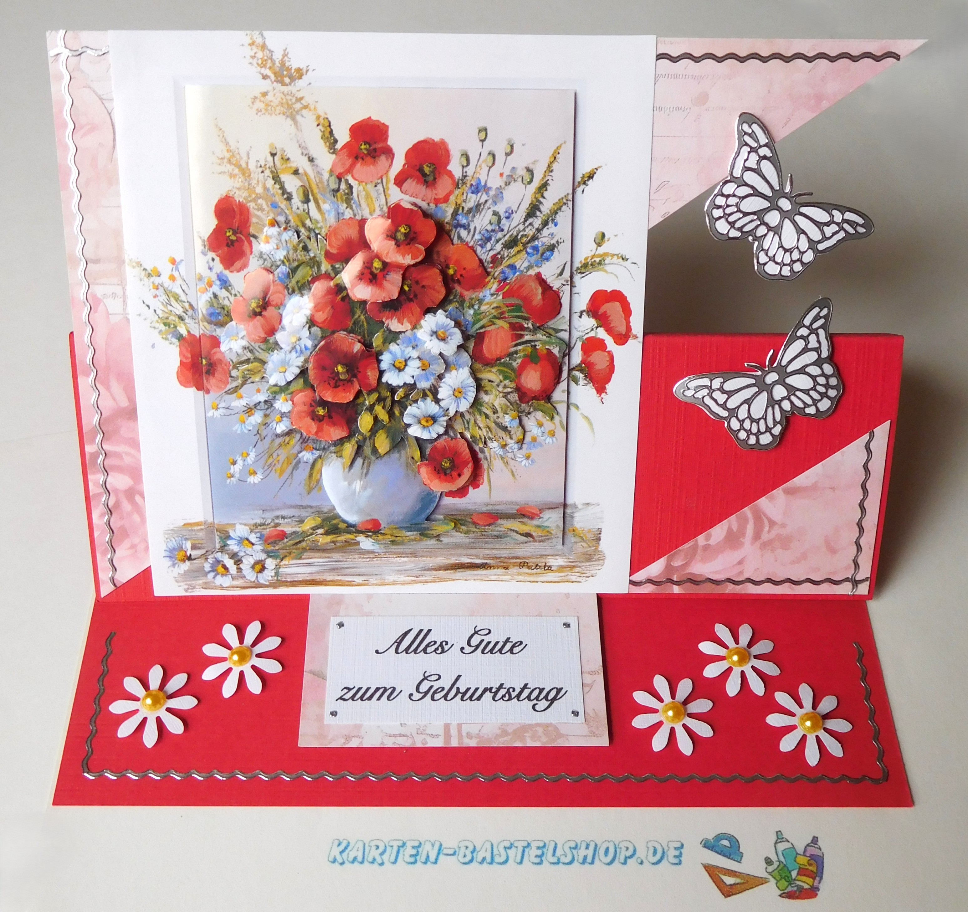 🌸 Aufstellkarte mit Mohnblumen