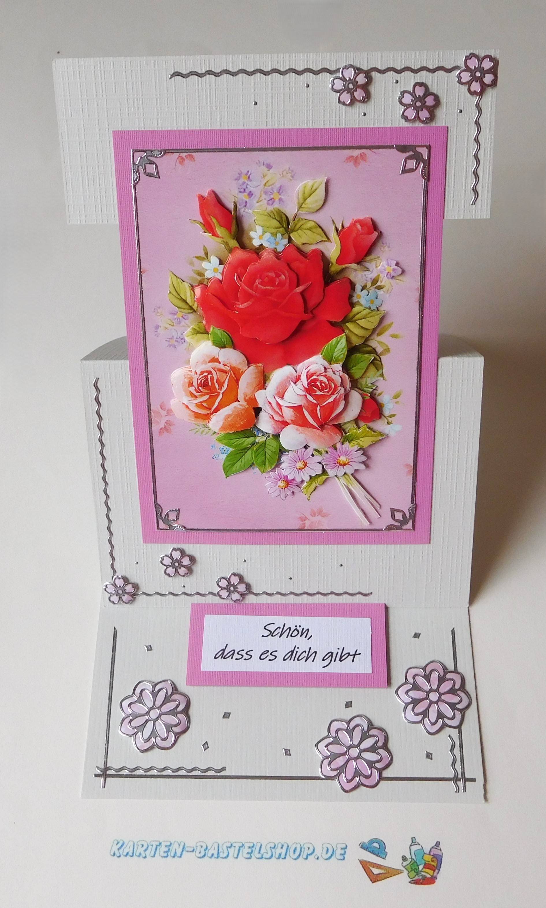 🌸 Aufstellkarte mit Rosenstrauß