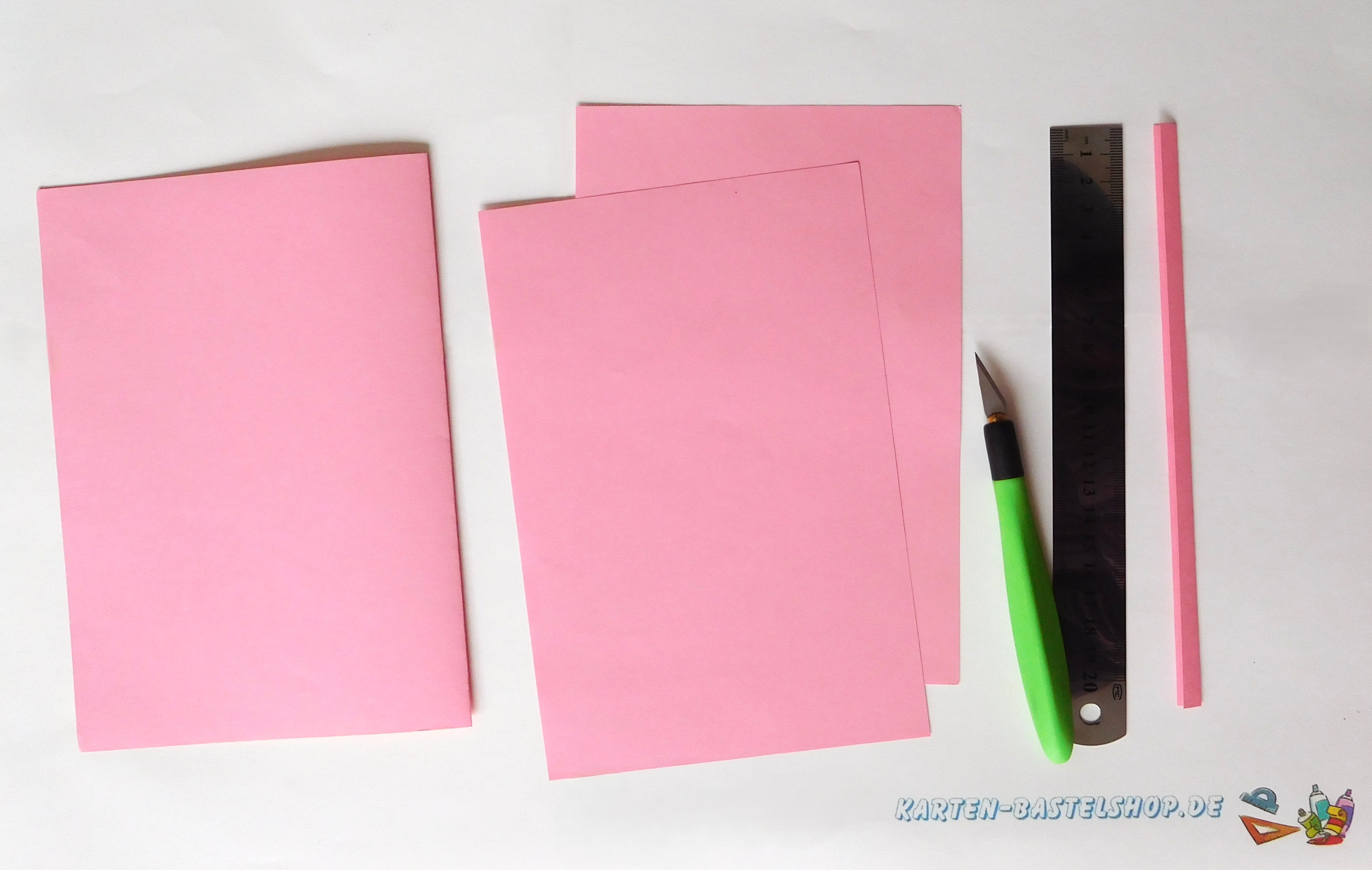 Rosa Einlegekarten passend zu den Herzkarten