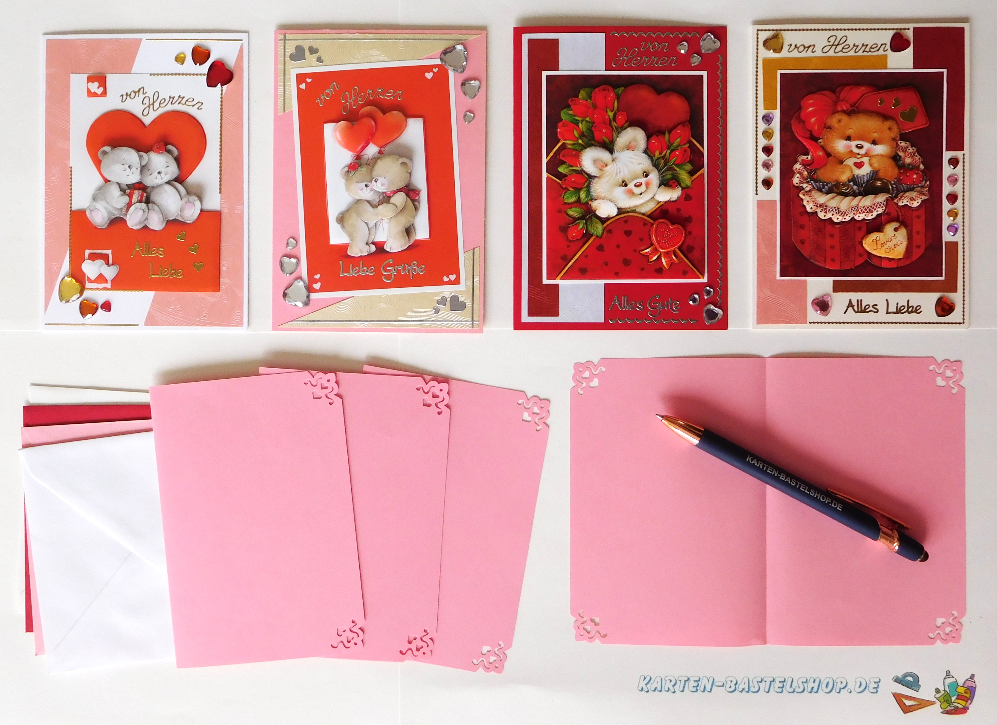 Strasssteine und Bastelmaterial für Herzkarten