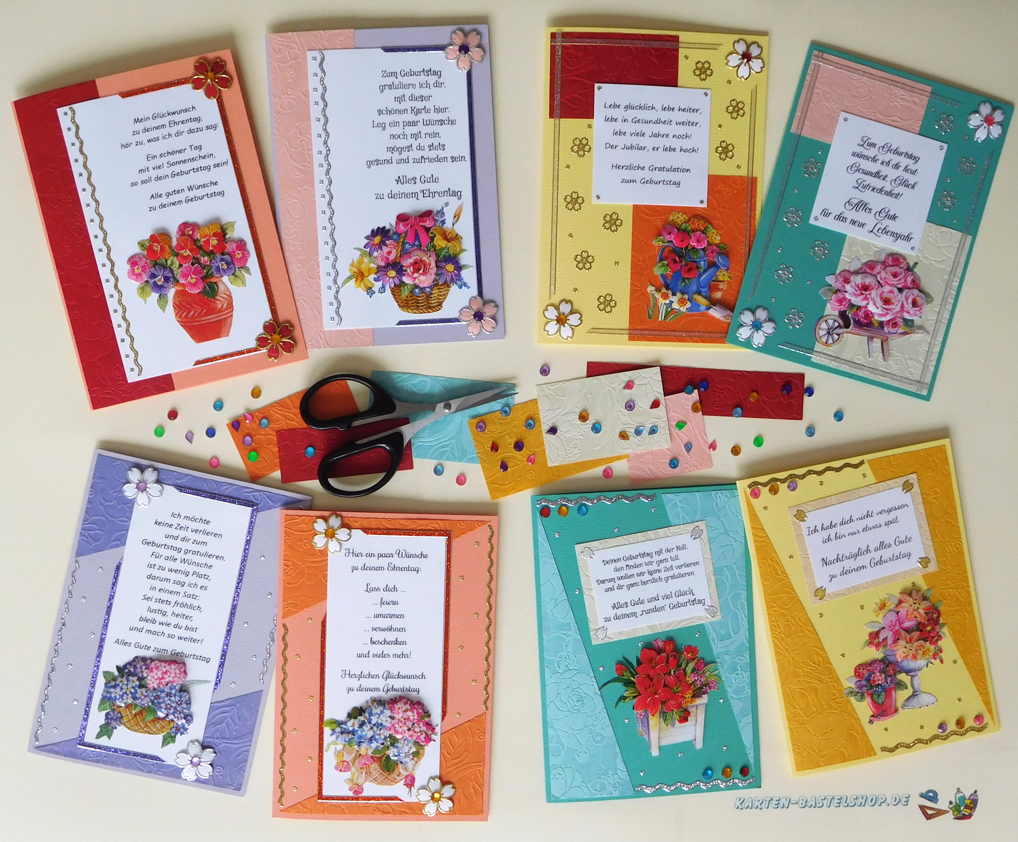 Alle Geburtstagskarten aus dem Basteltipp im Überblick