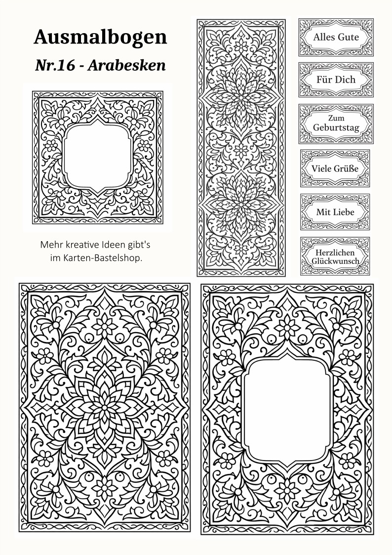 Ausmalbogen Nr. 16 – Arabesken