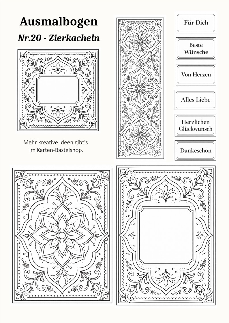 Ausmalbogen Nr. 20 – Zierkacheln