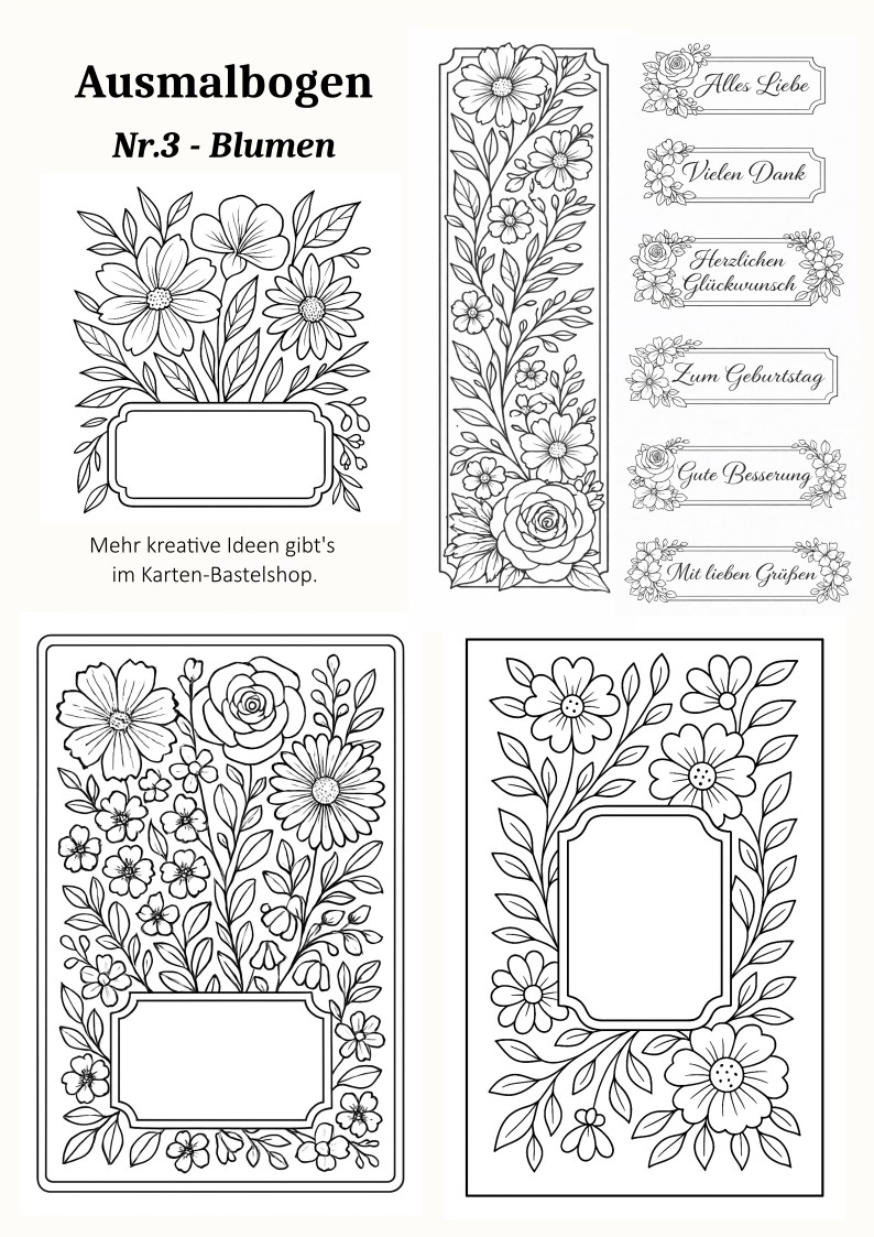 Ausmalbogen Nr. 3 – Blumen