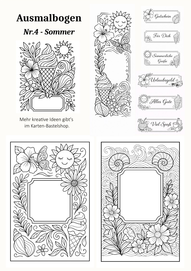 Ausmalbogen Nr. 4 – Sommer