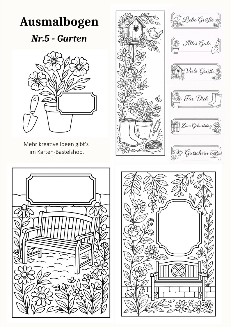 Ausmalbogen Nr. 5 – Garten