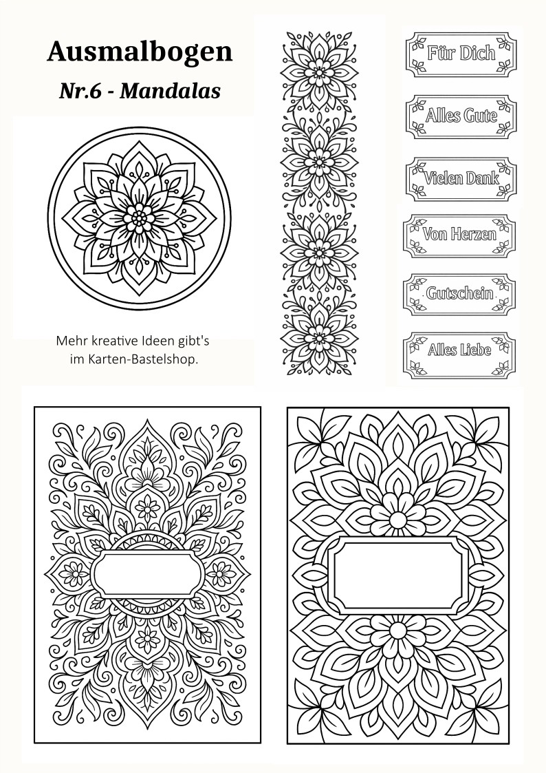 Ausmalbogen Nr. 6 – Mandalas