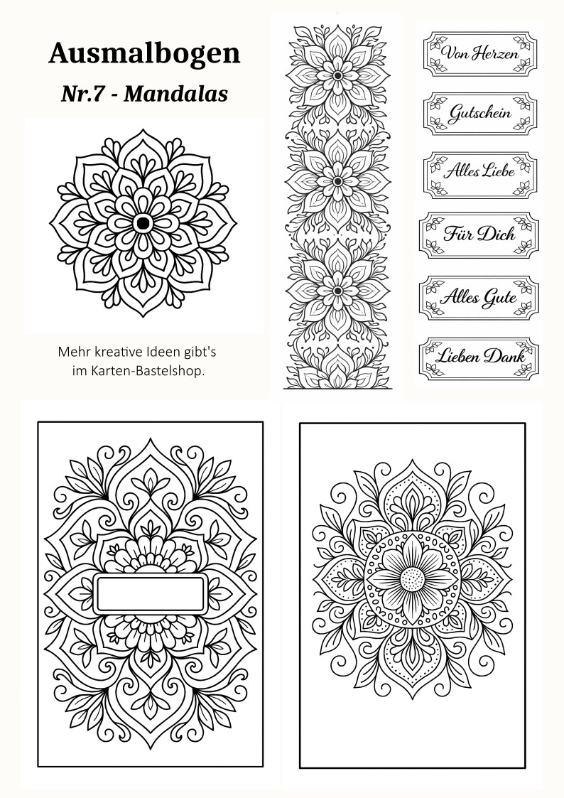 Ausmalbogen Nr. 7 – Mandalas
