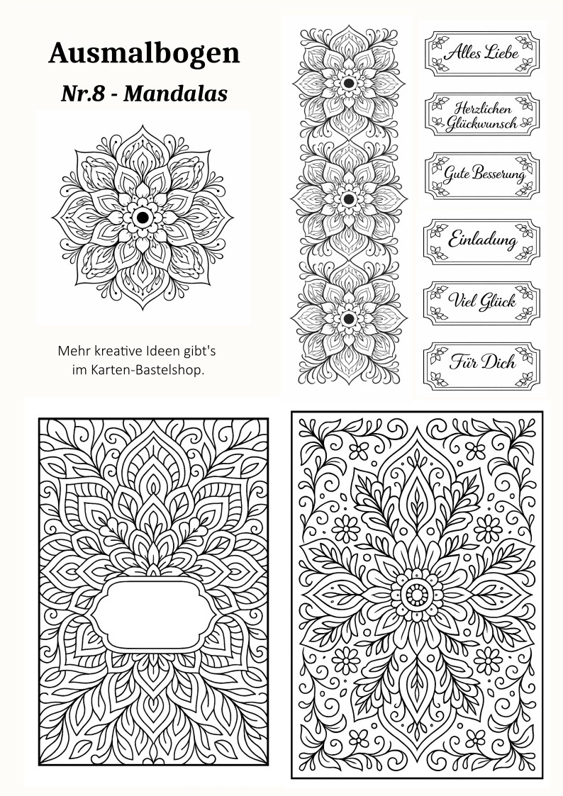 Ausmalbogen Nr. 8 – Mandalas