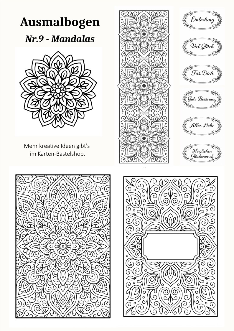 Ausmalbogen Nr. 9 – Mandalas