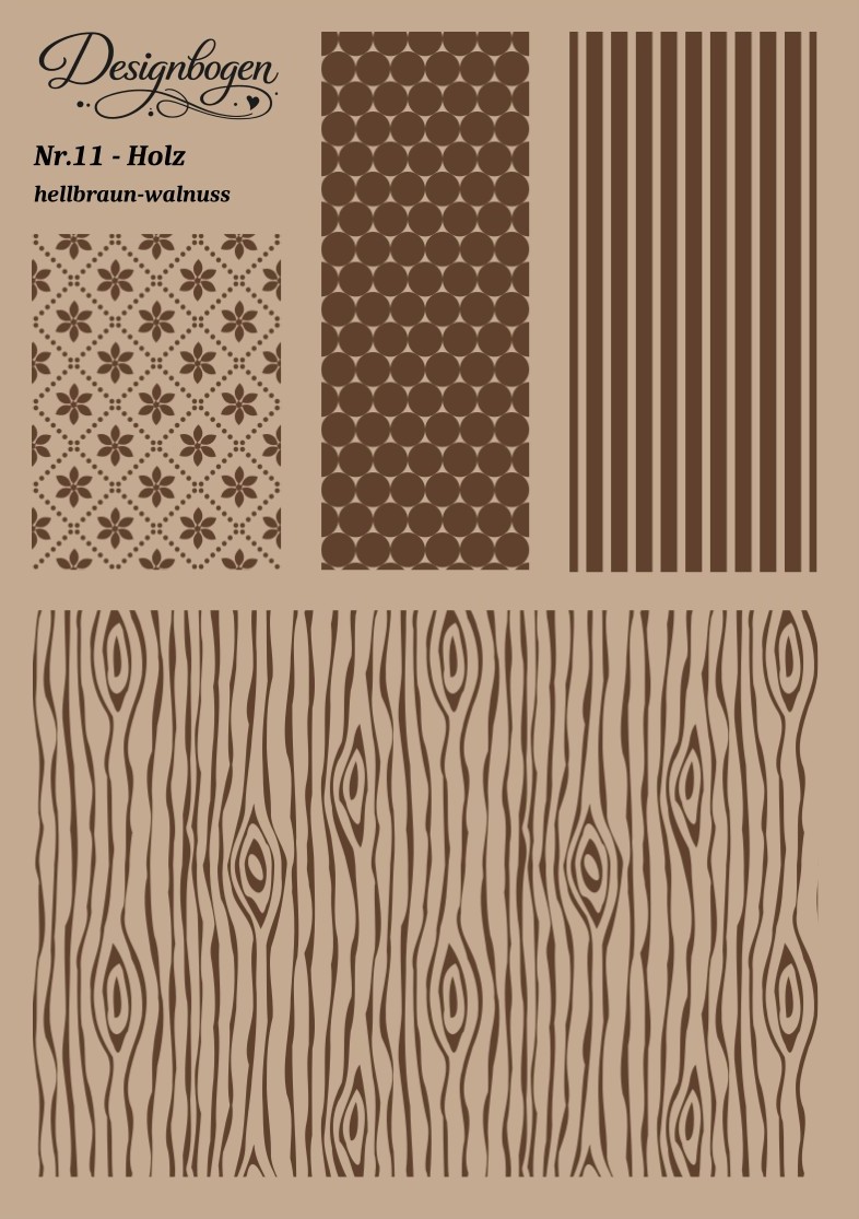 Designbogen Nr. 11 – Holz hellbraun-walnuss