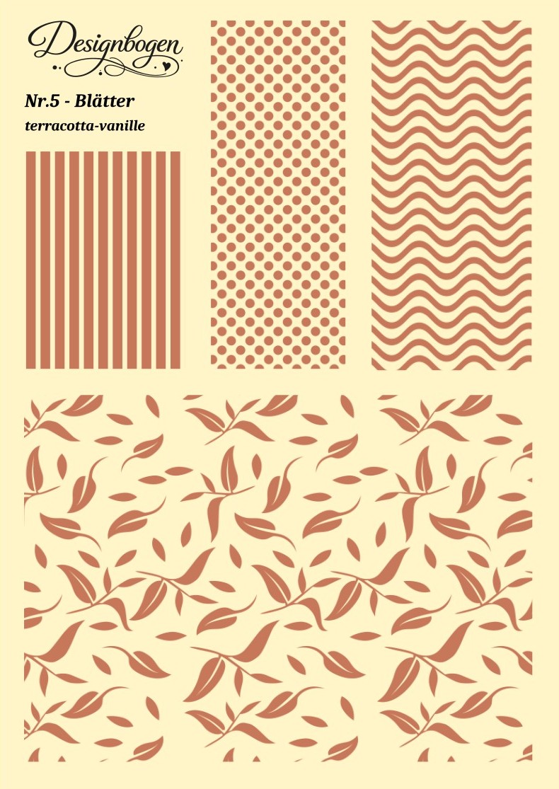 Designbogen Nr. 5 – Blätter terracotta-vanille
