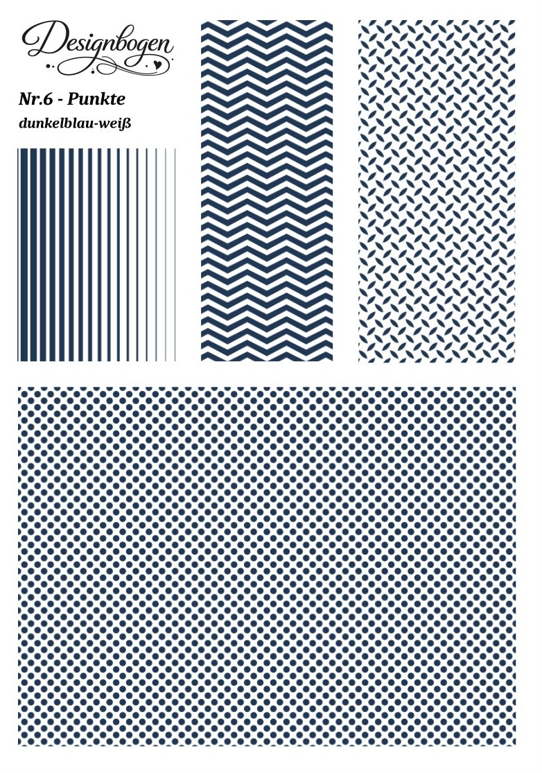 Designbogen Nr. 6 – Punkte dunkelblau-weiß