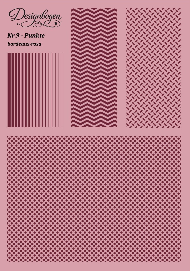 Designbogen Nr. 9 – Punkte bordeaux-rosa