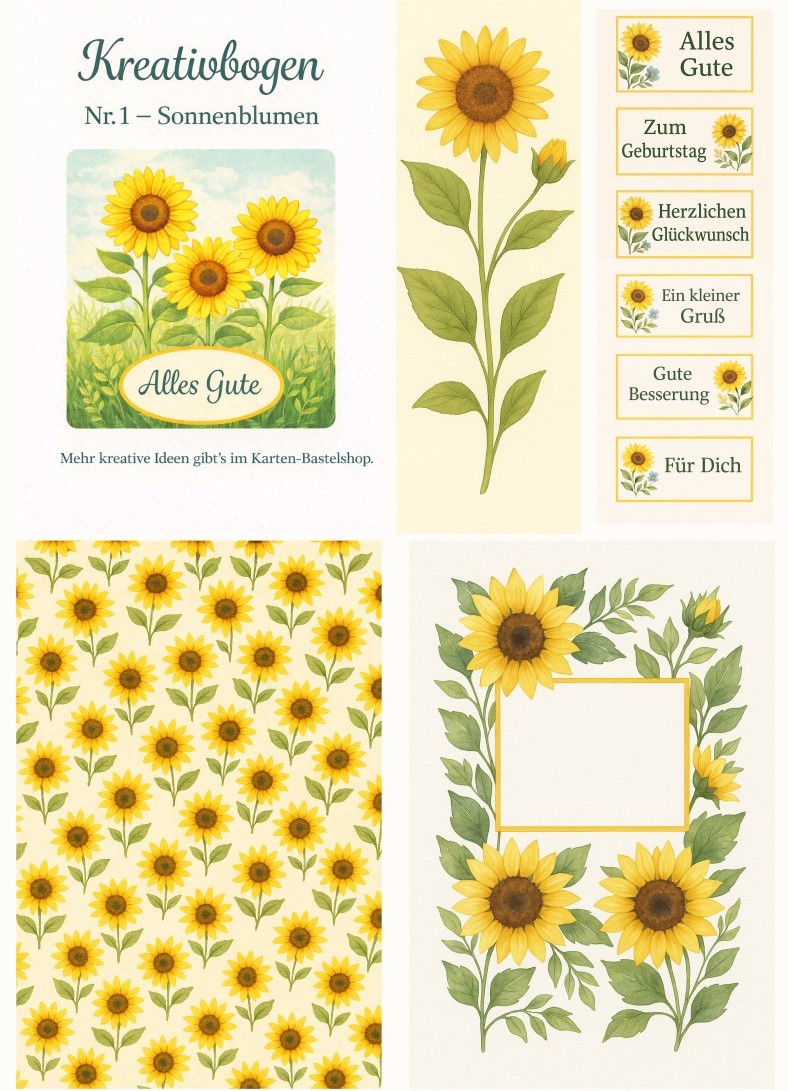 Kreativbogen Nr. 1 – Sonnenblumen