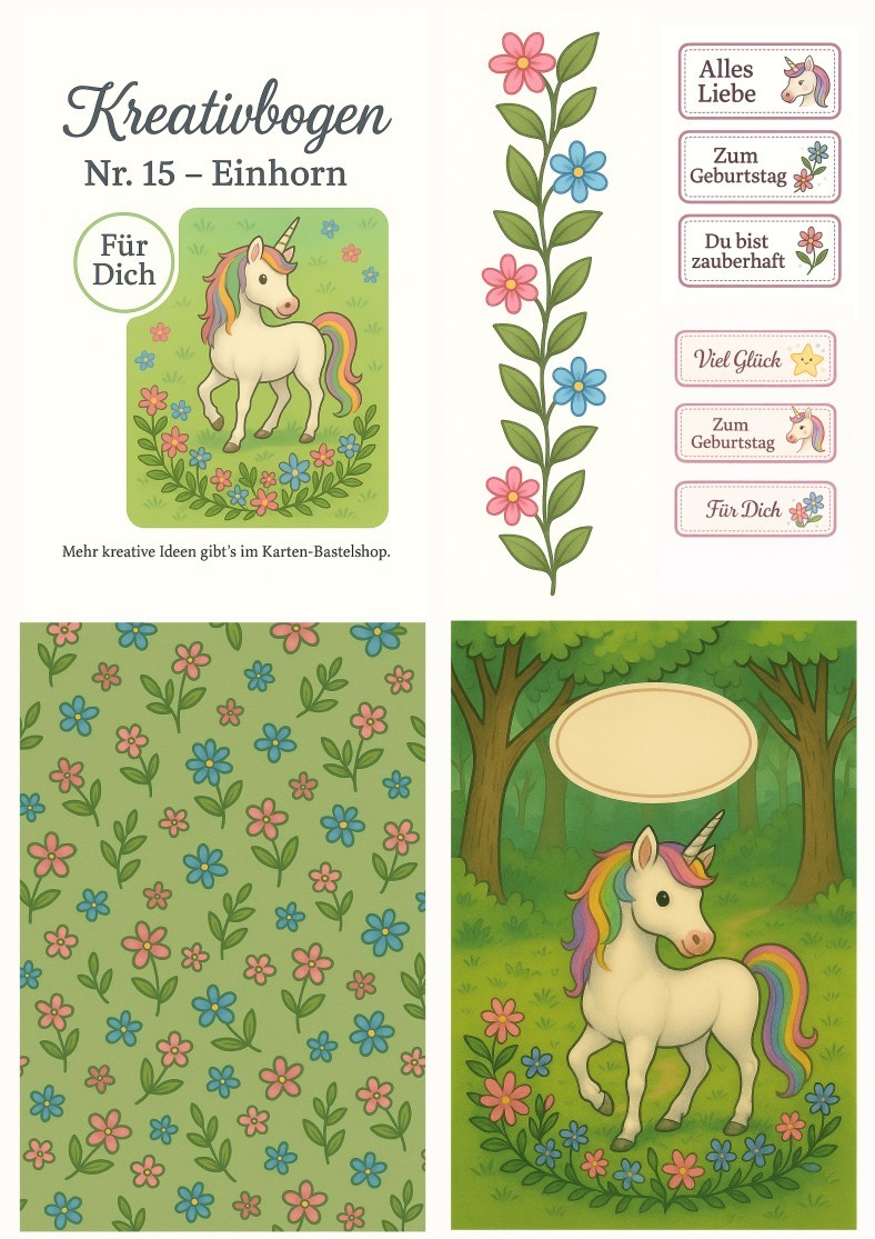 Kreativbogen Nr. 15 – Einhorn