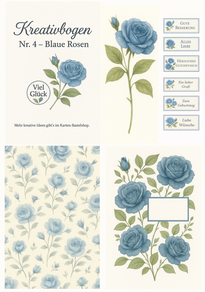 Kreativbogen Nr. 4 – Blaue Rosen