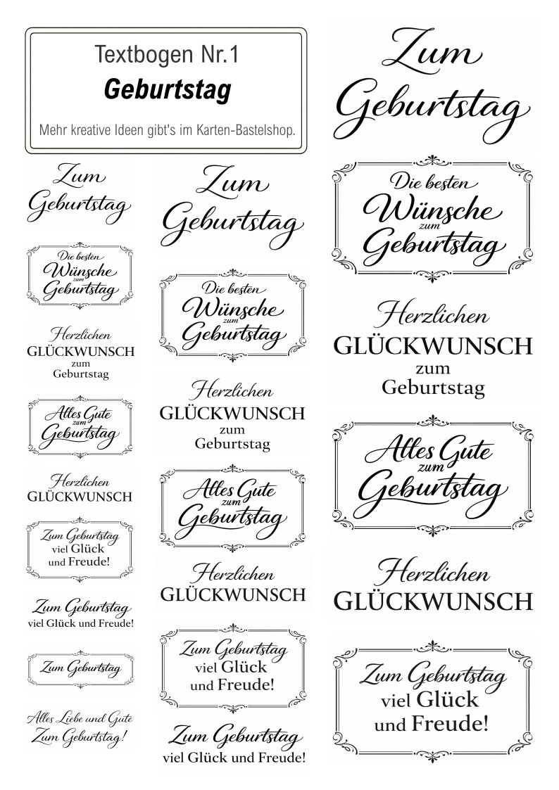 Textbogen Nr. 1 – Geburtstag
