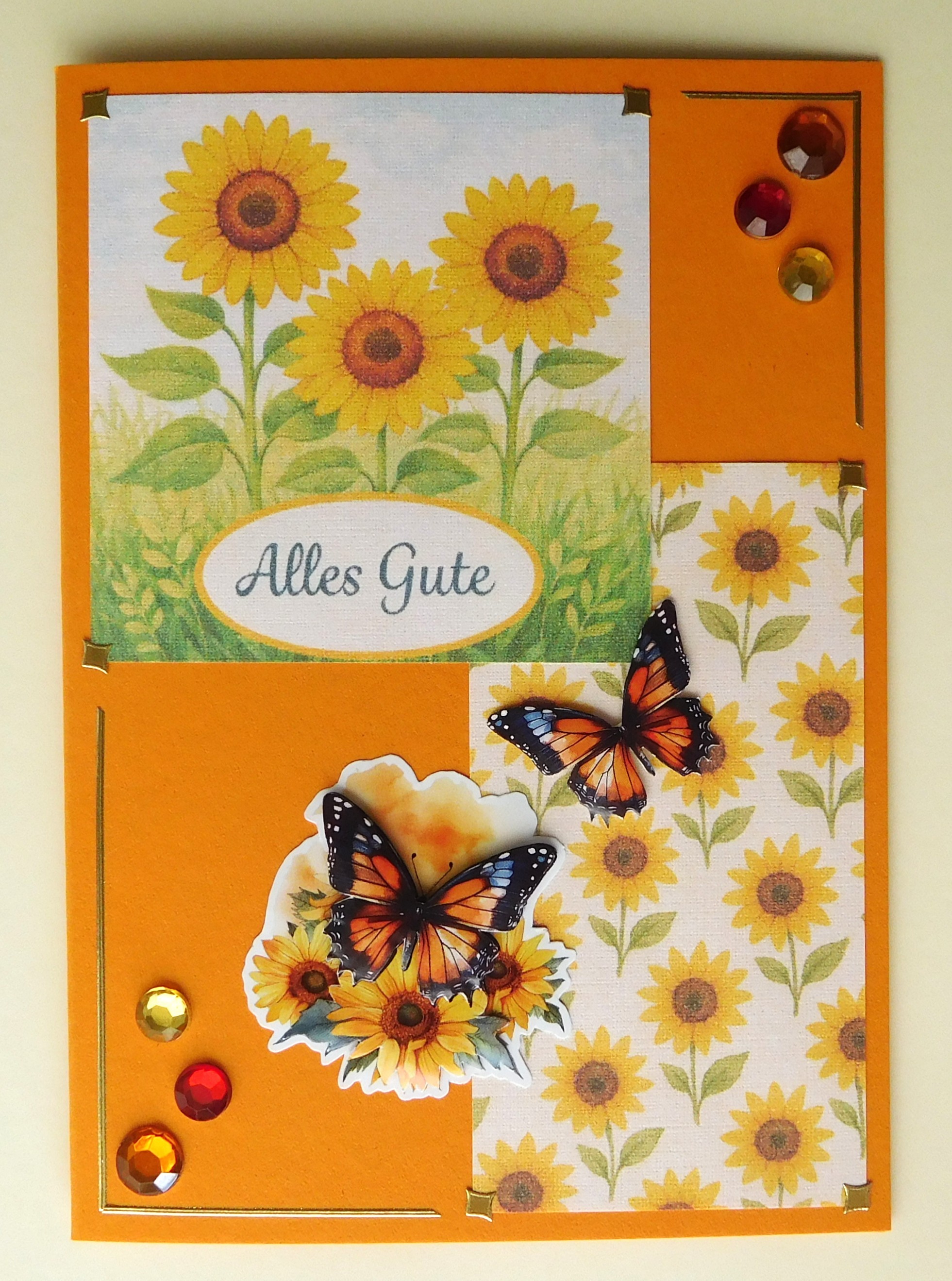 Alles Gute Karte mit Sonnenblumen