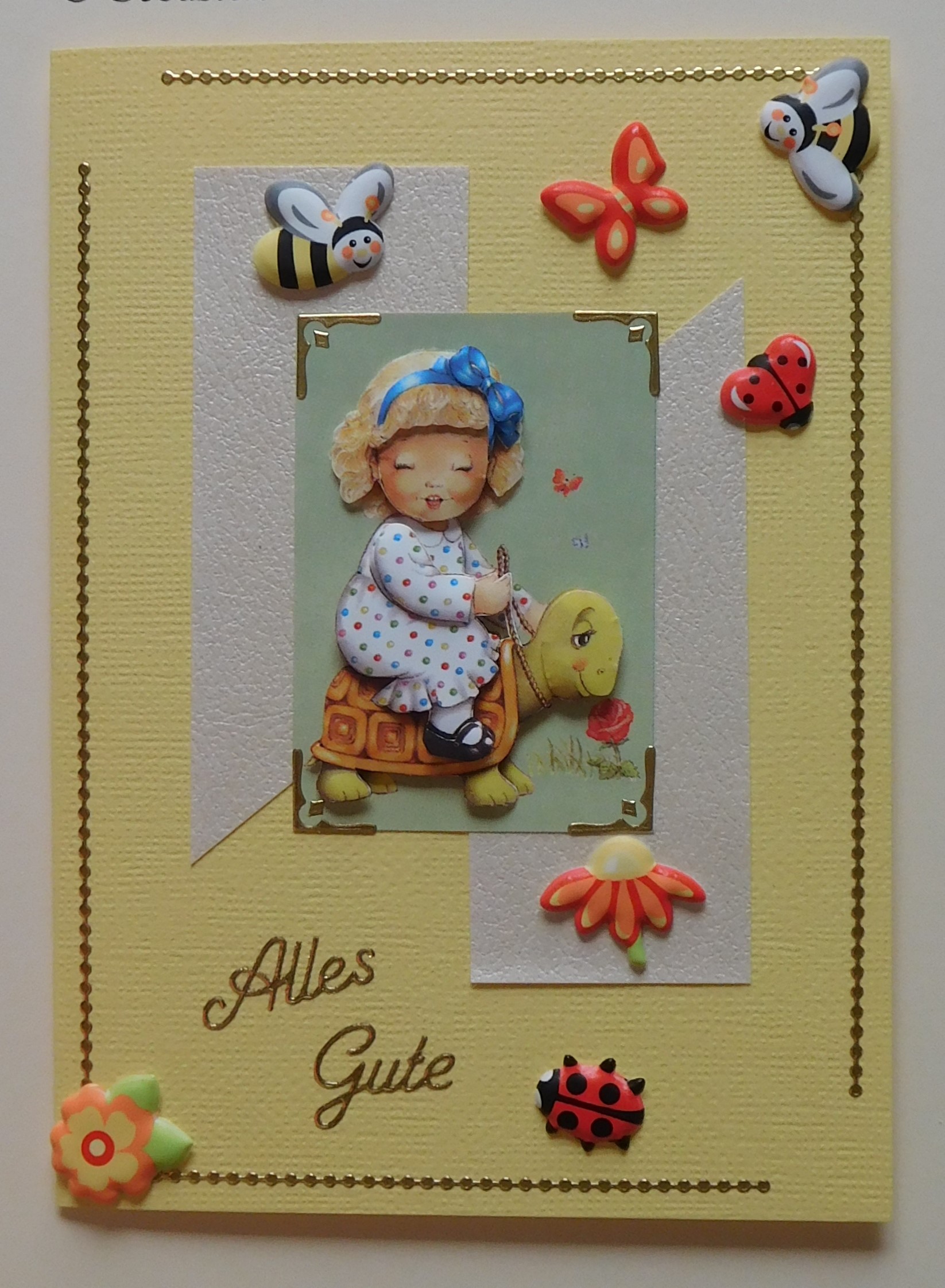 Alles Gute Kinderkarte – Mädchen mit Schildkröte