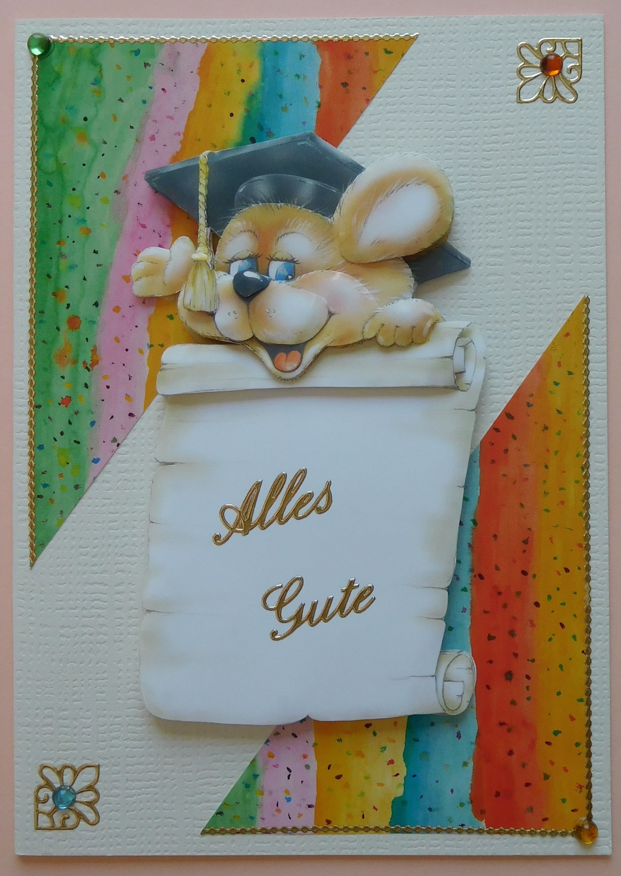 Glückwunschkarte zum Abschluss mit Maus & Diplom