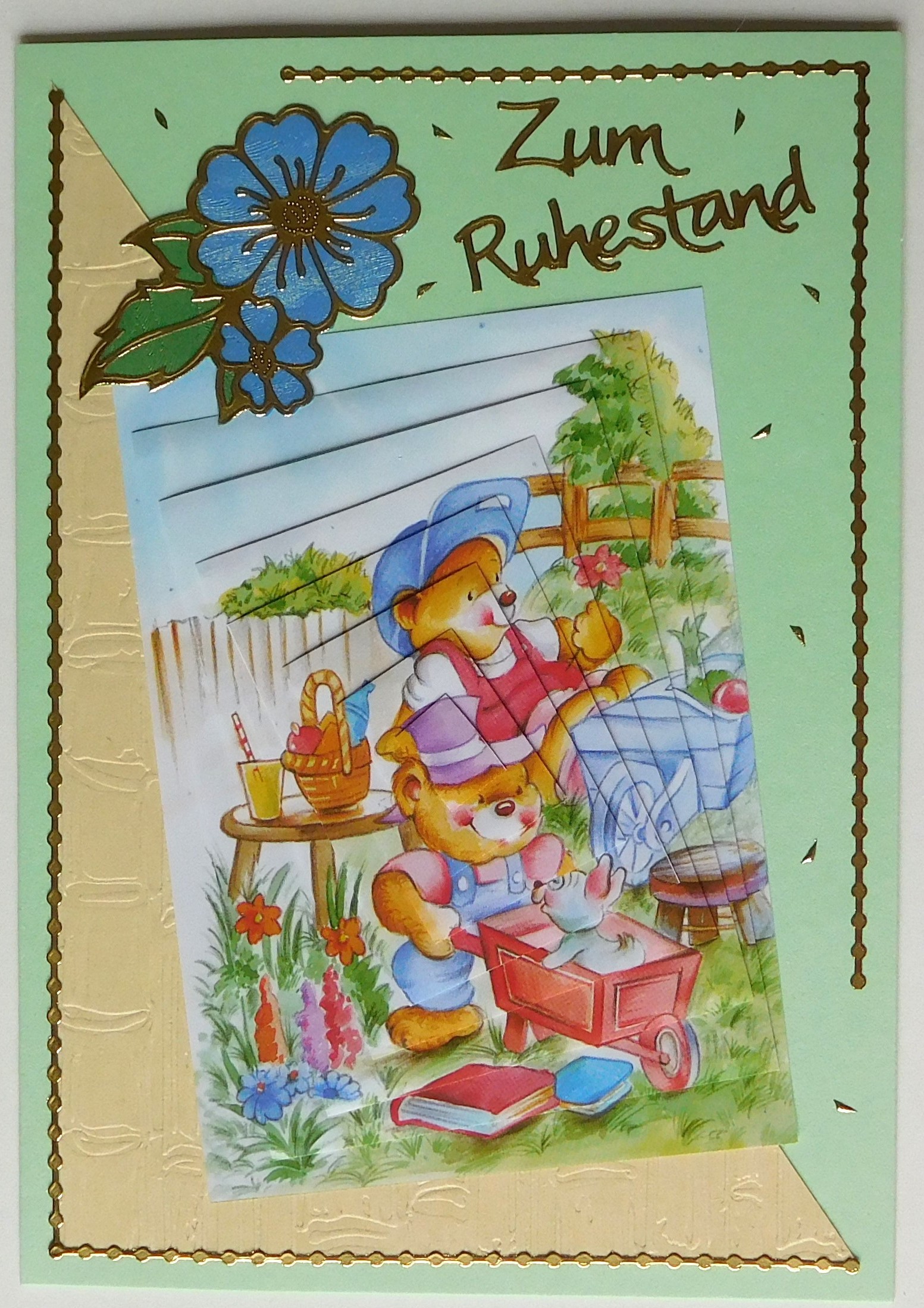 Zum Ruhestand mit Bärenmotiv im Garten