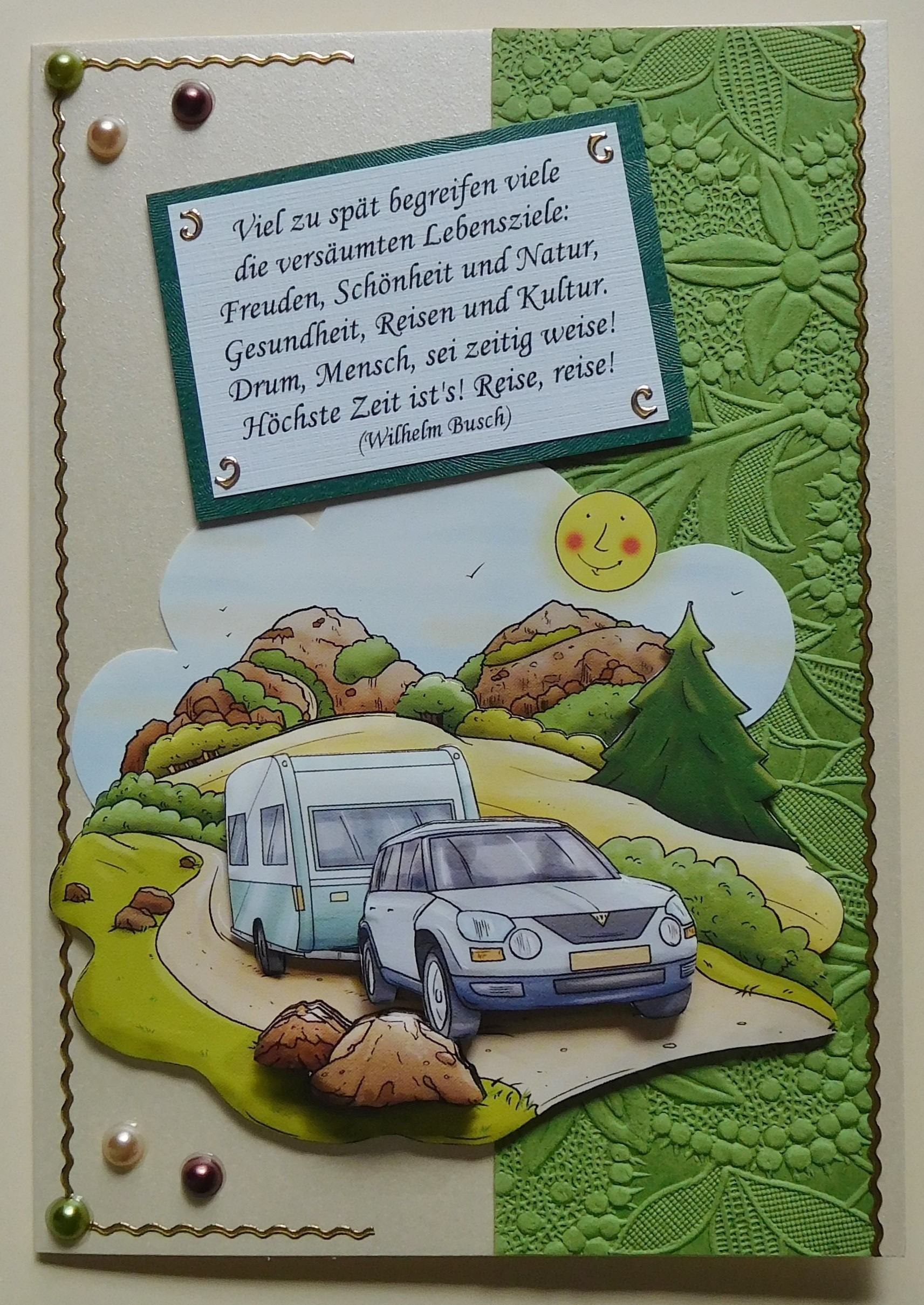 Karte mit Wohnwagen und Gedicht