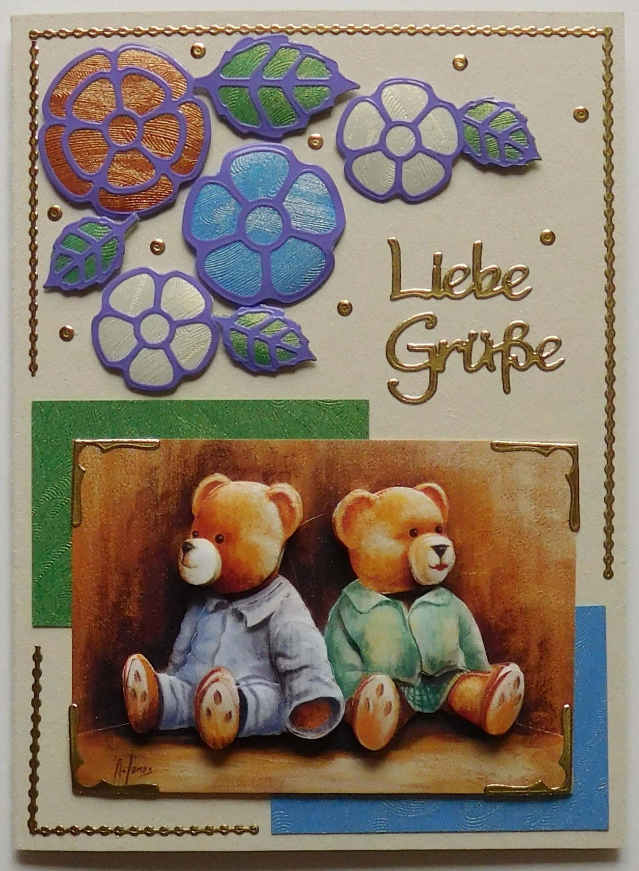 Karte mit zwei Teddys