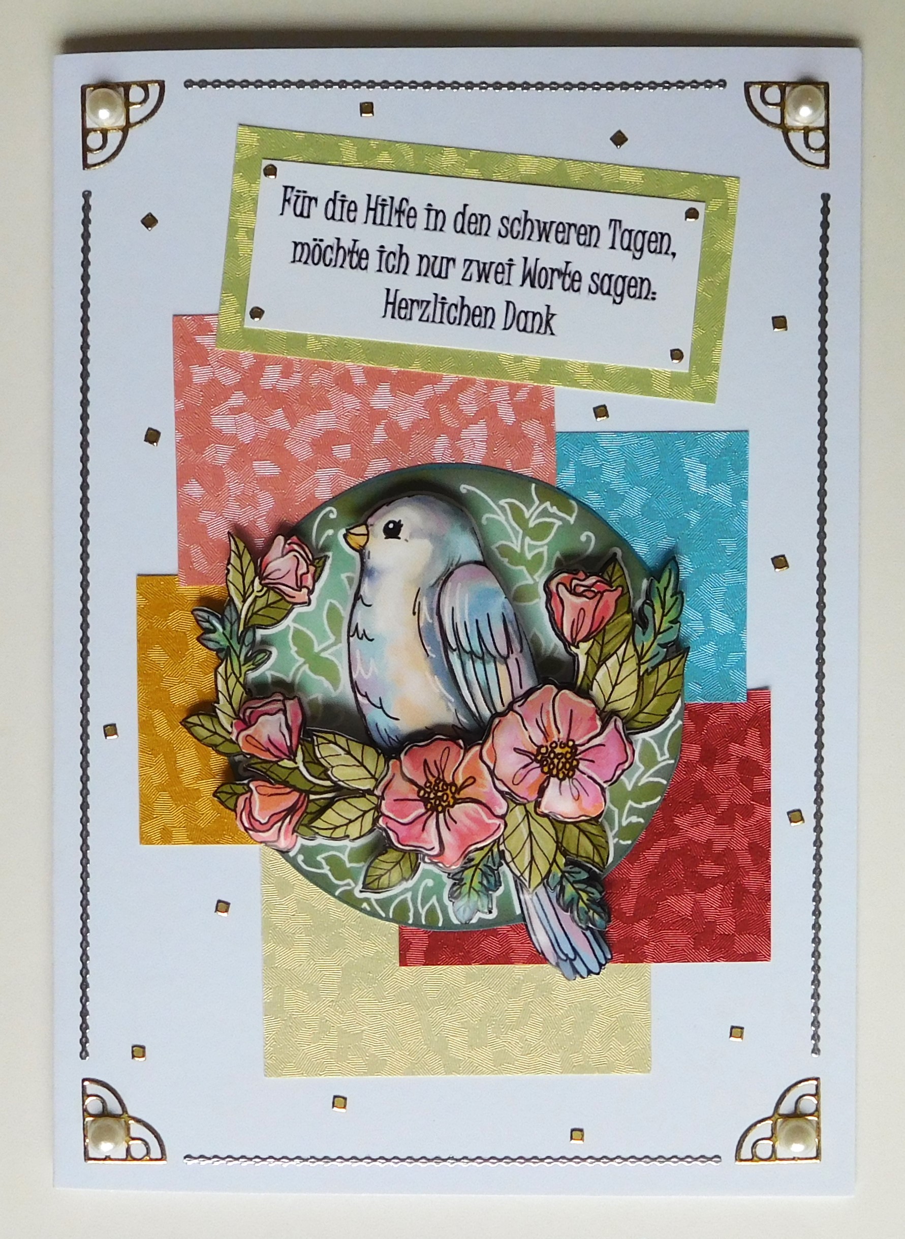 Herzlichen Dank Karte mit Vogel