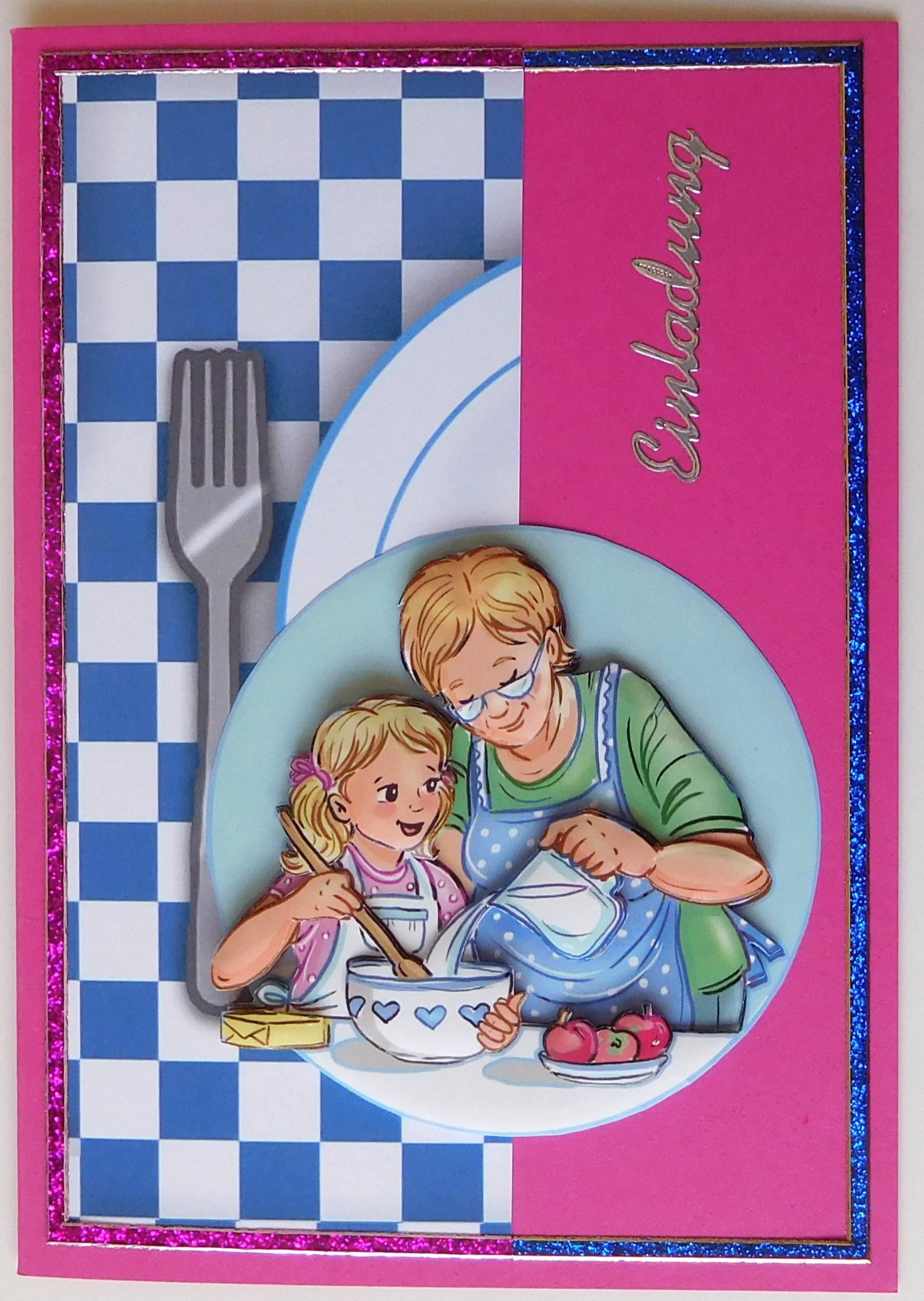 Einladungskarte mit Backmotiv