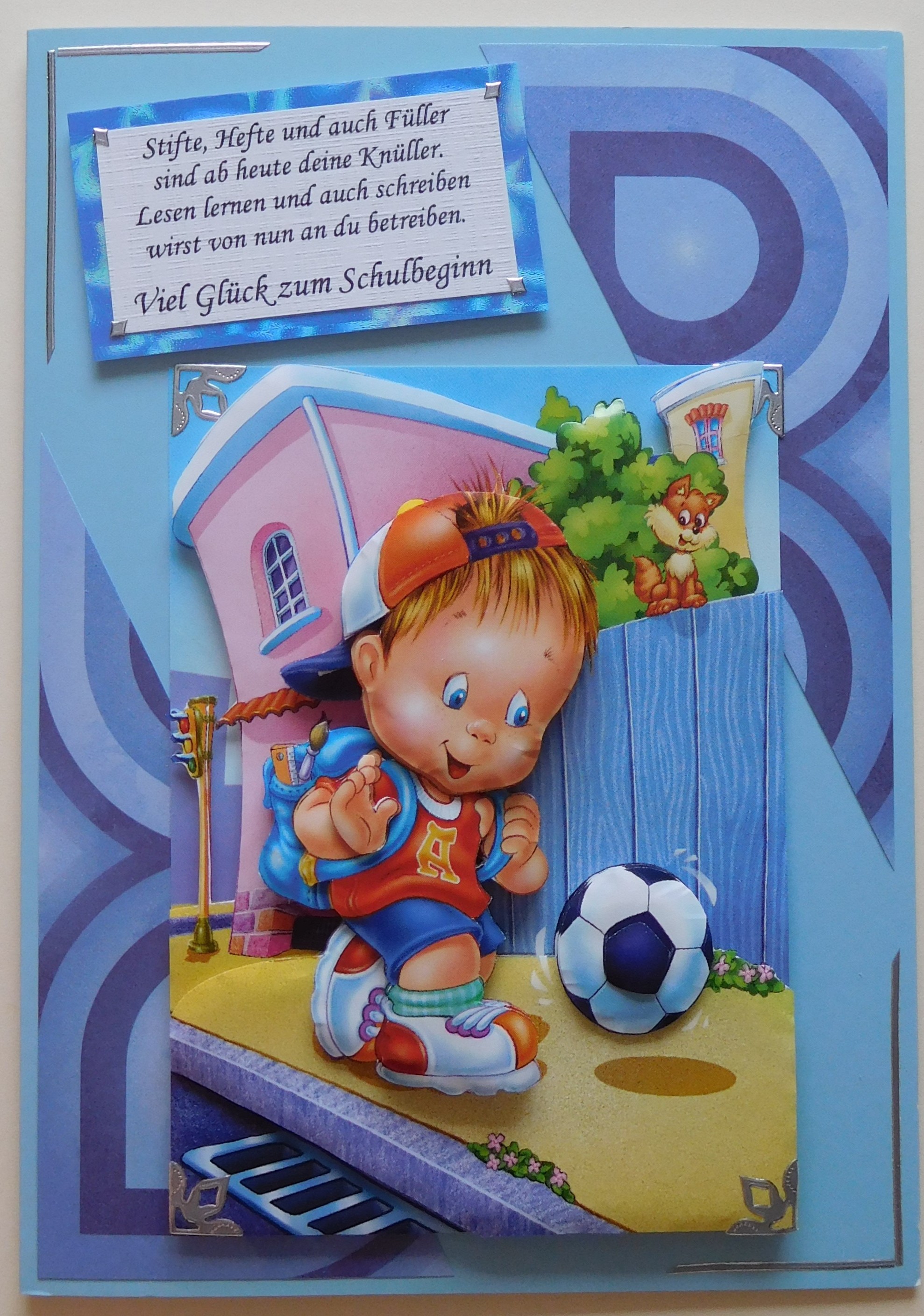 Karte zum Schulanfang für Jungen