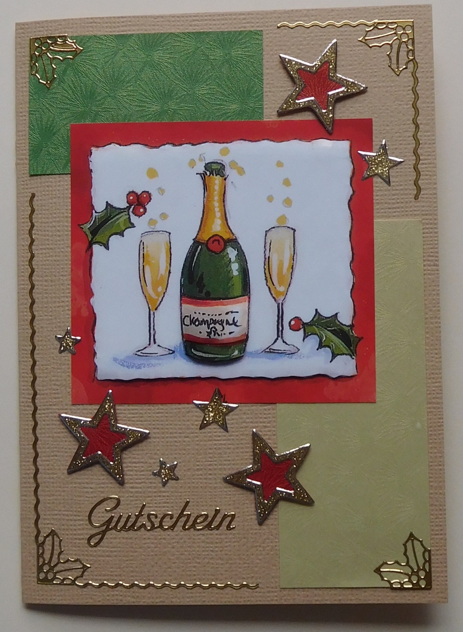 Gutschein-Karte mit Champagner
