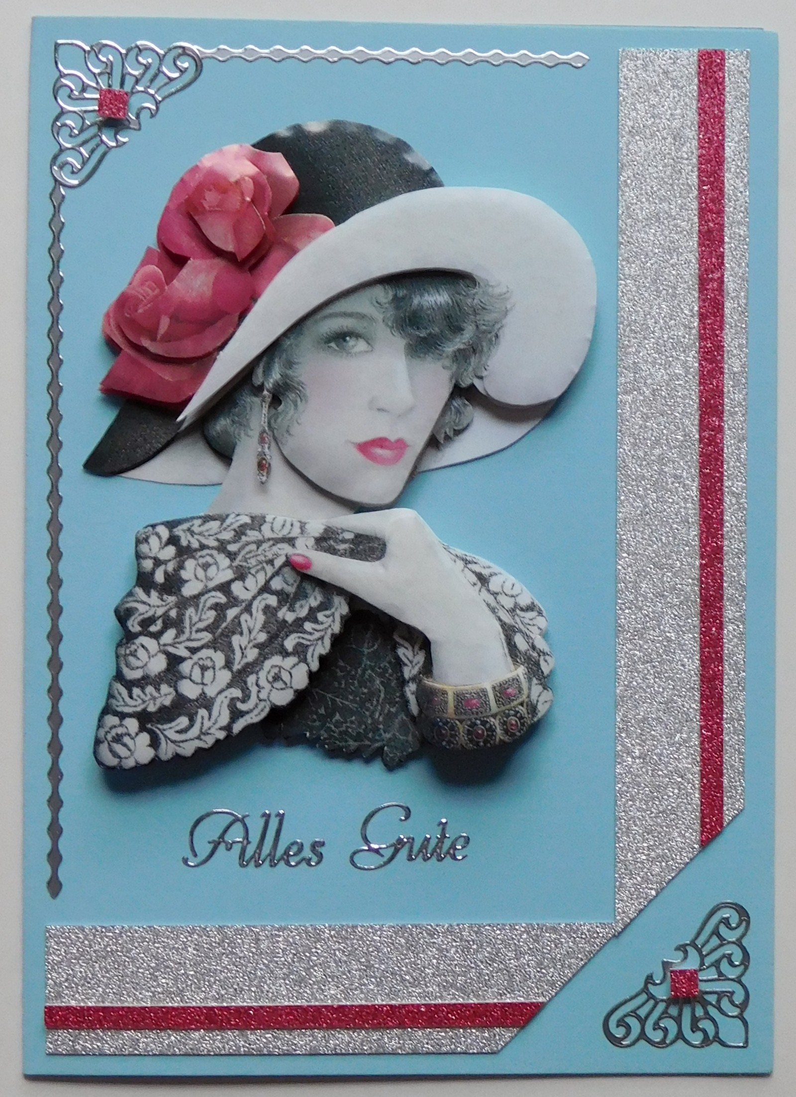Karte für Frauen mit Glamour-Rahmung