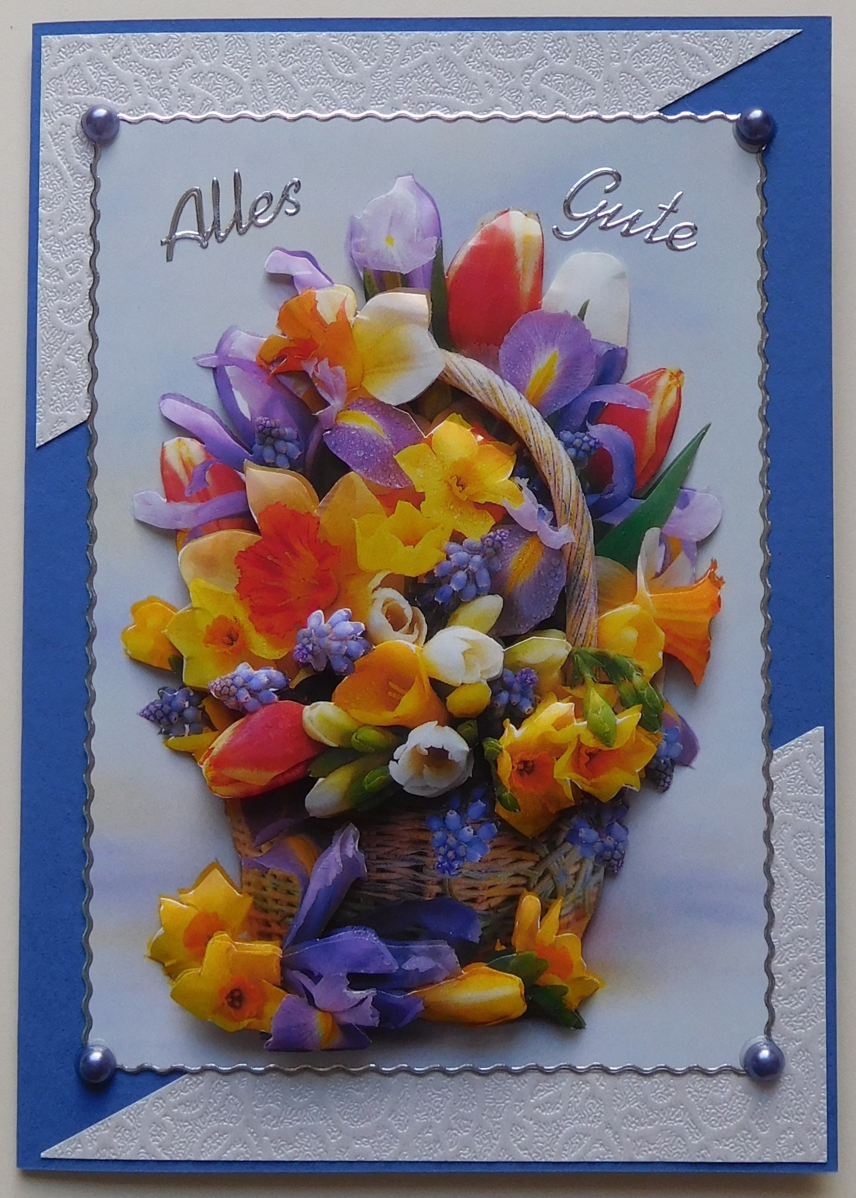 Alles Gute Karte mit Frühlingskorb