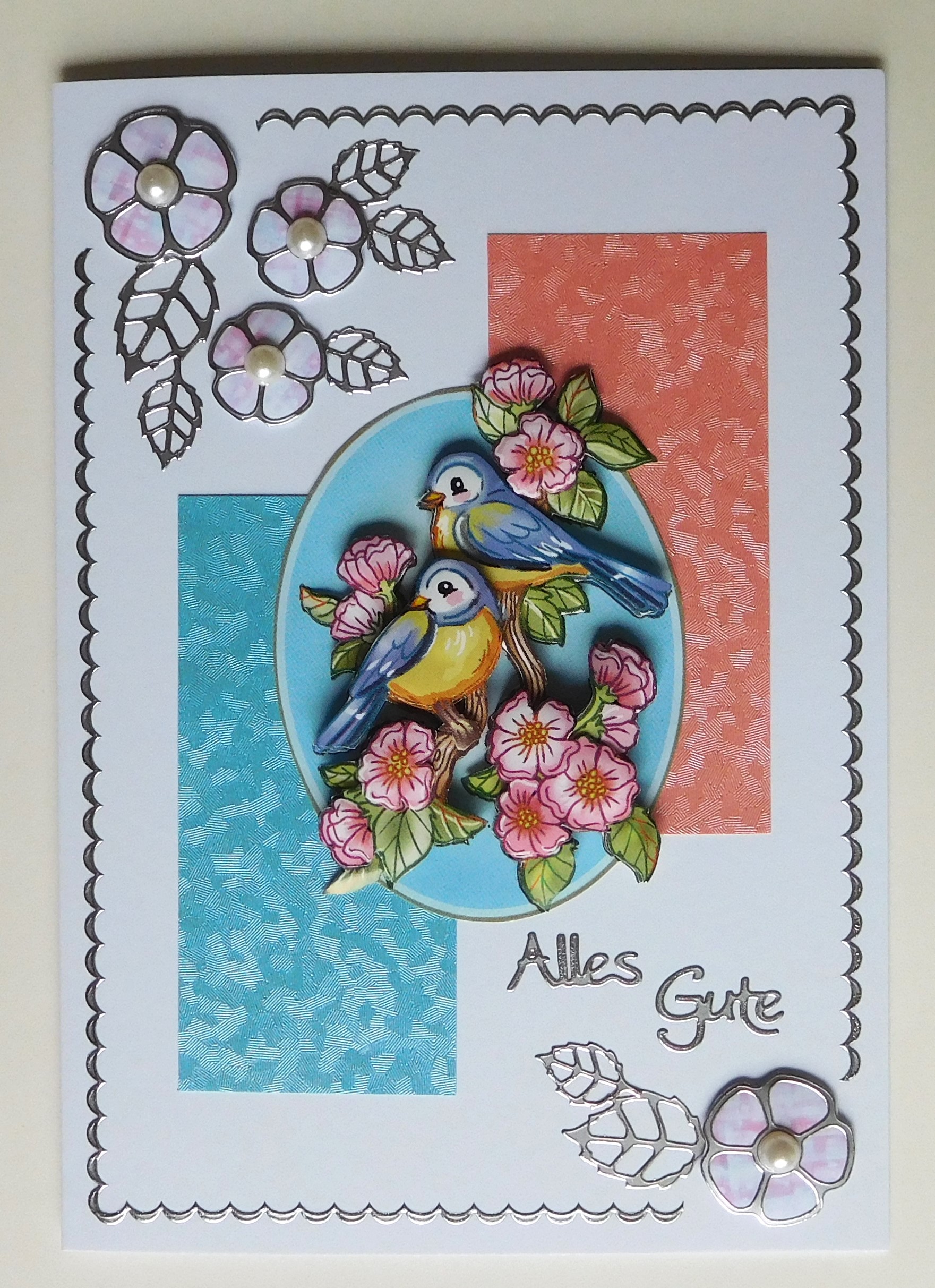 Alles Gute Karte mit Voegelchen