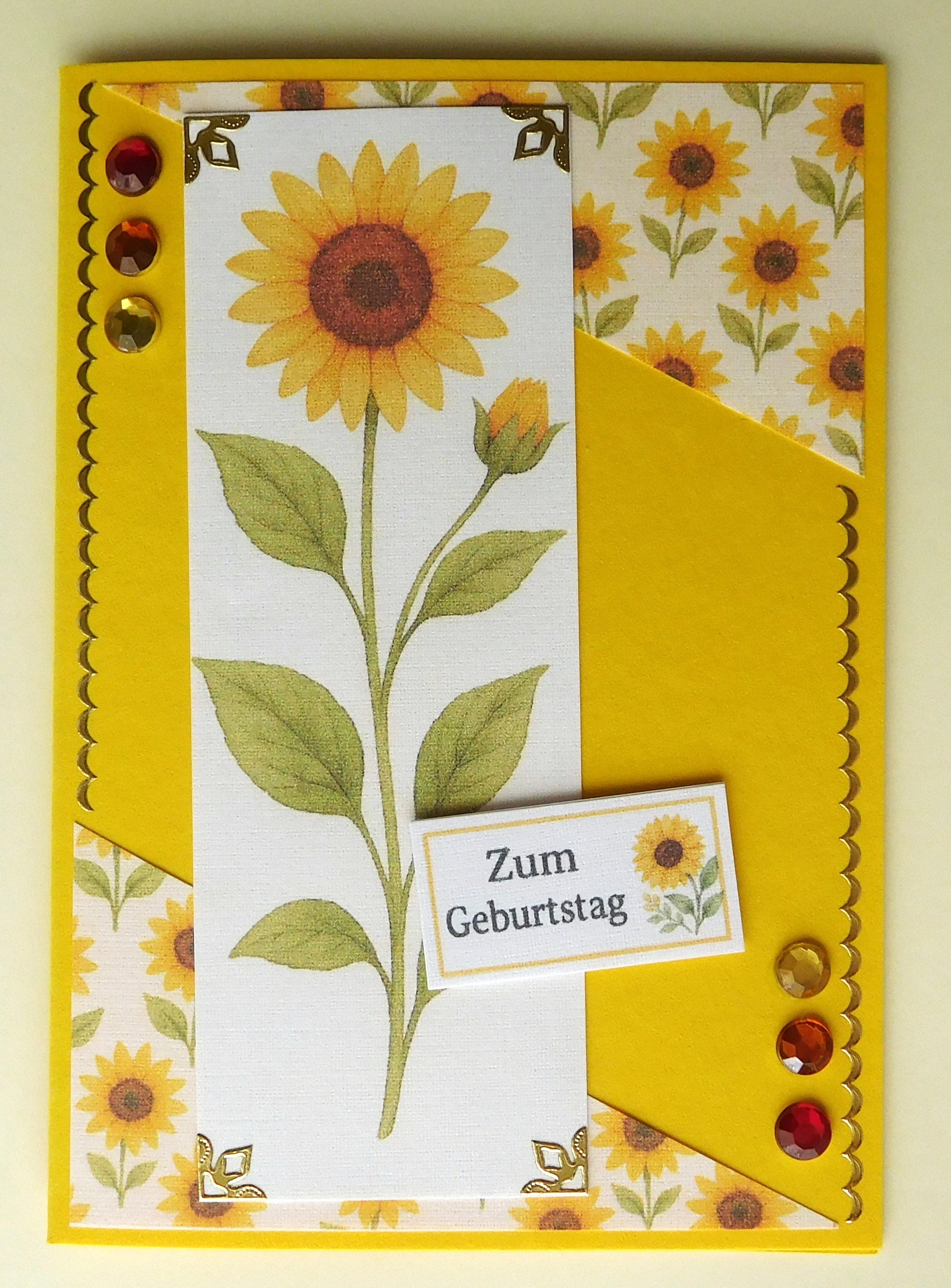 Geburtstagskarte mit Sonnenblume in Gelb