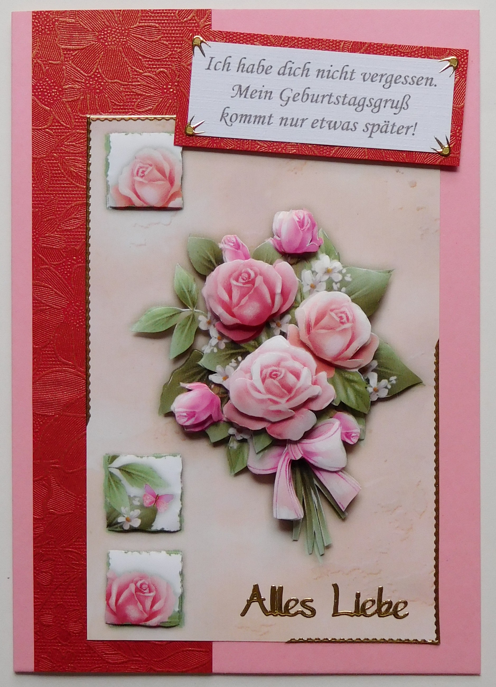 Verspaetete Geburtstagskarte mit Rosen