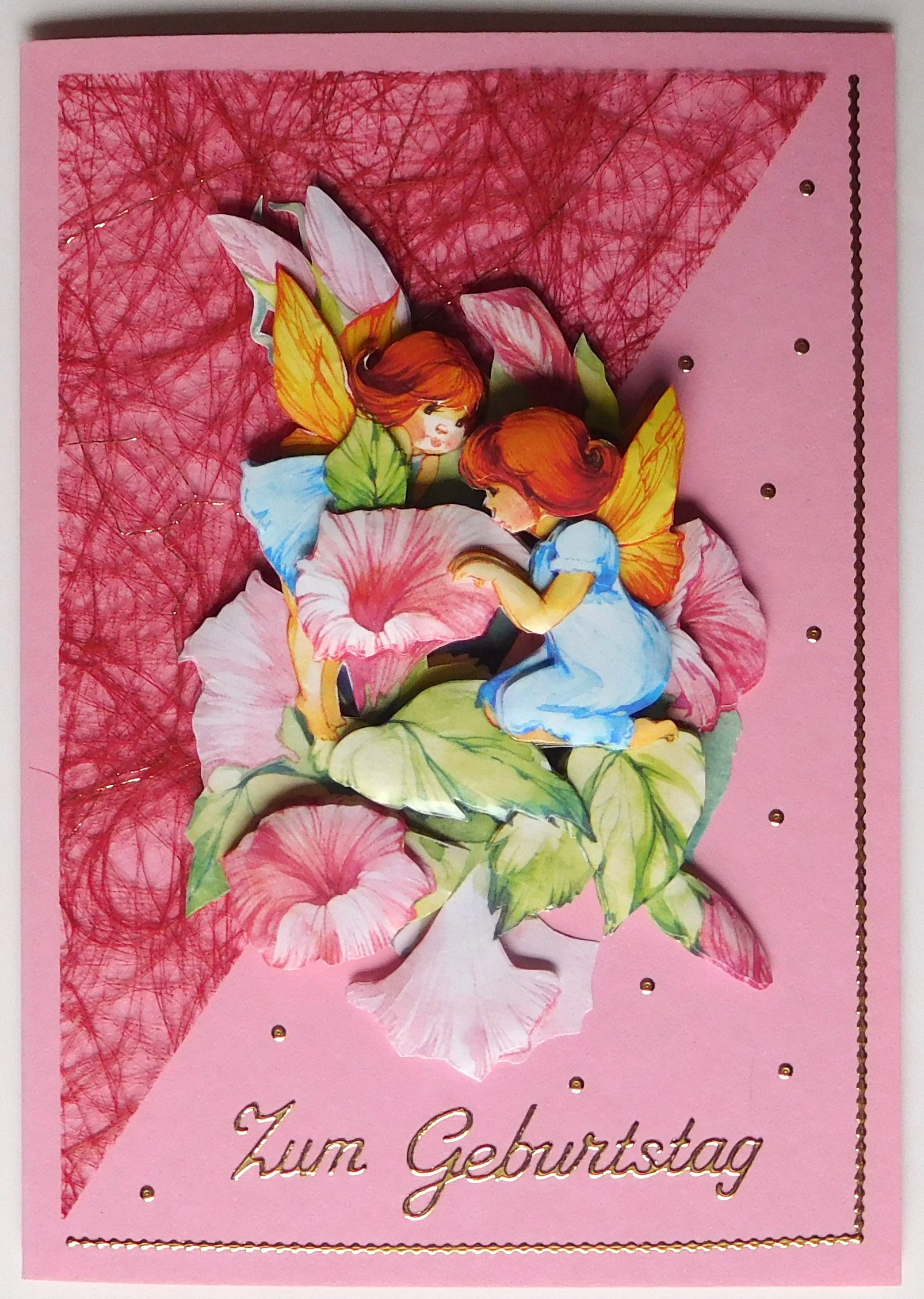 Zarte Geburtstagskarte mit Elfenblüten