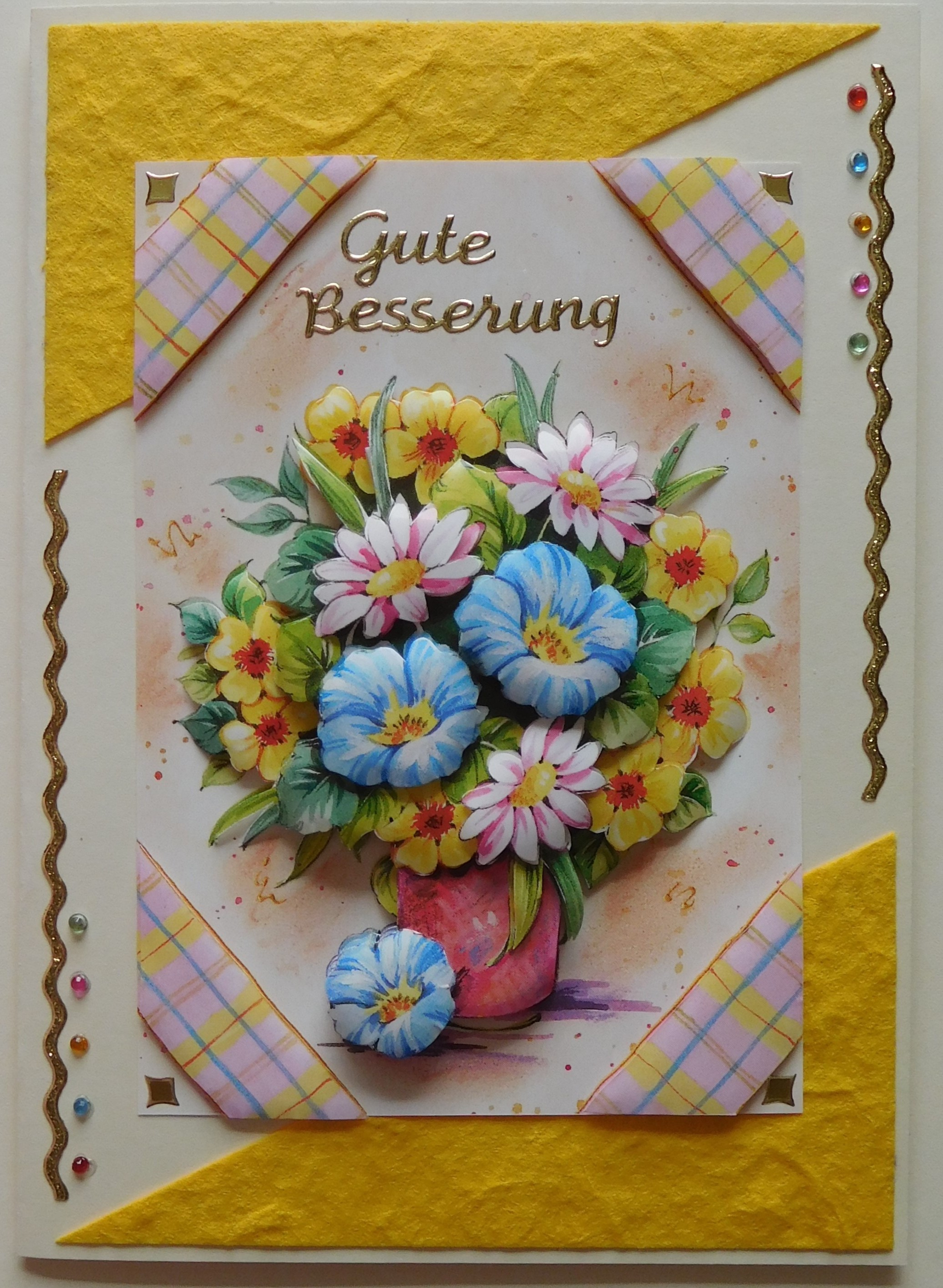 Gute-Besserung-Karte mit Blumenstrauss