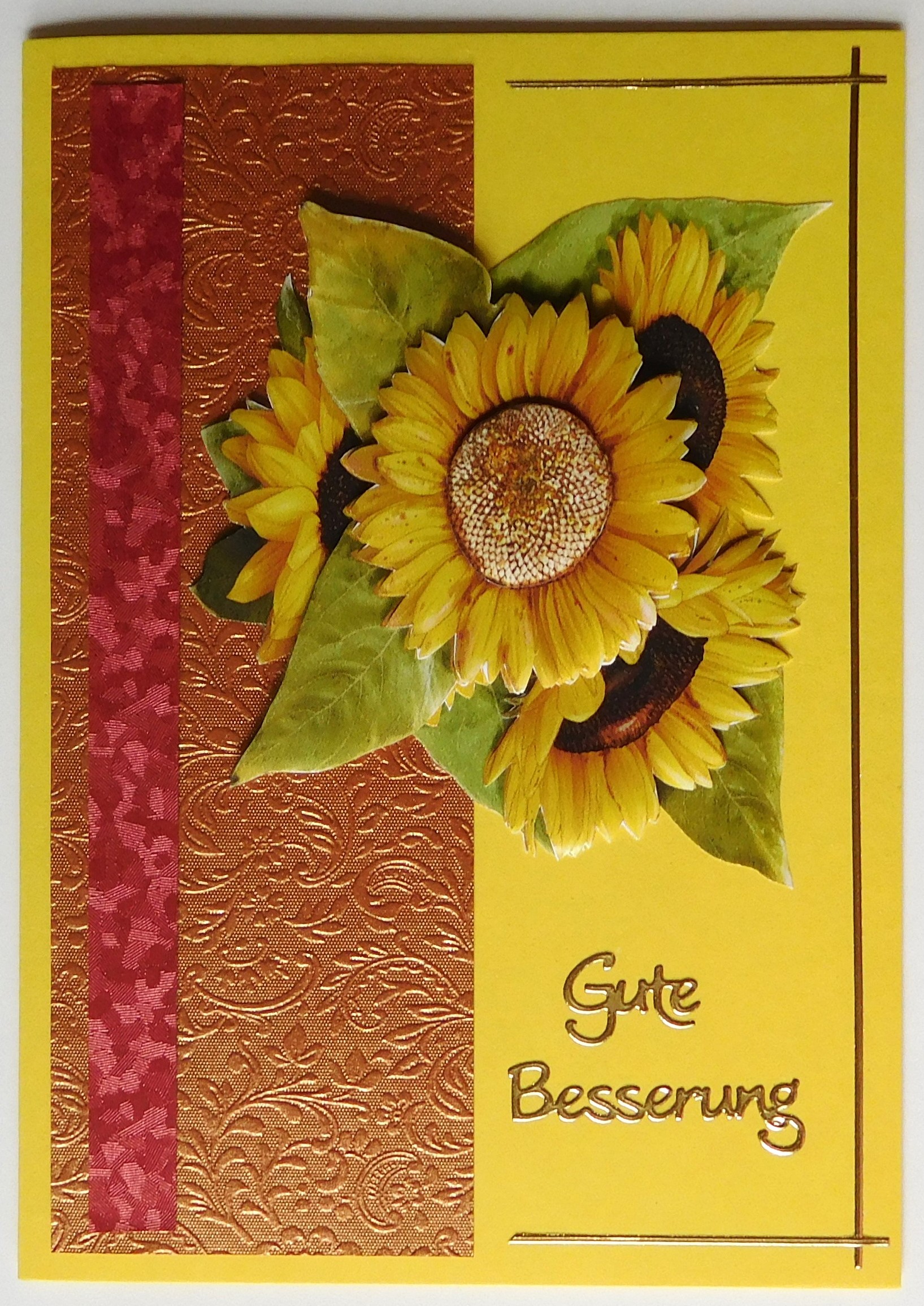 Gute-Besserung-Karte mit Sonnenblumen