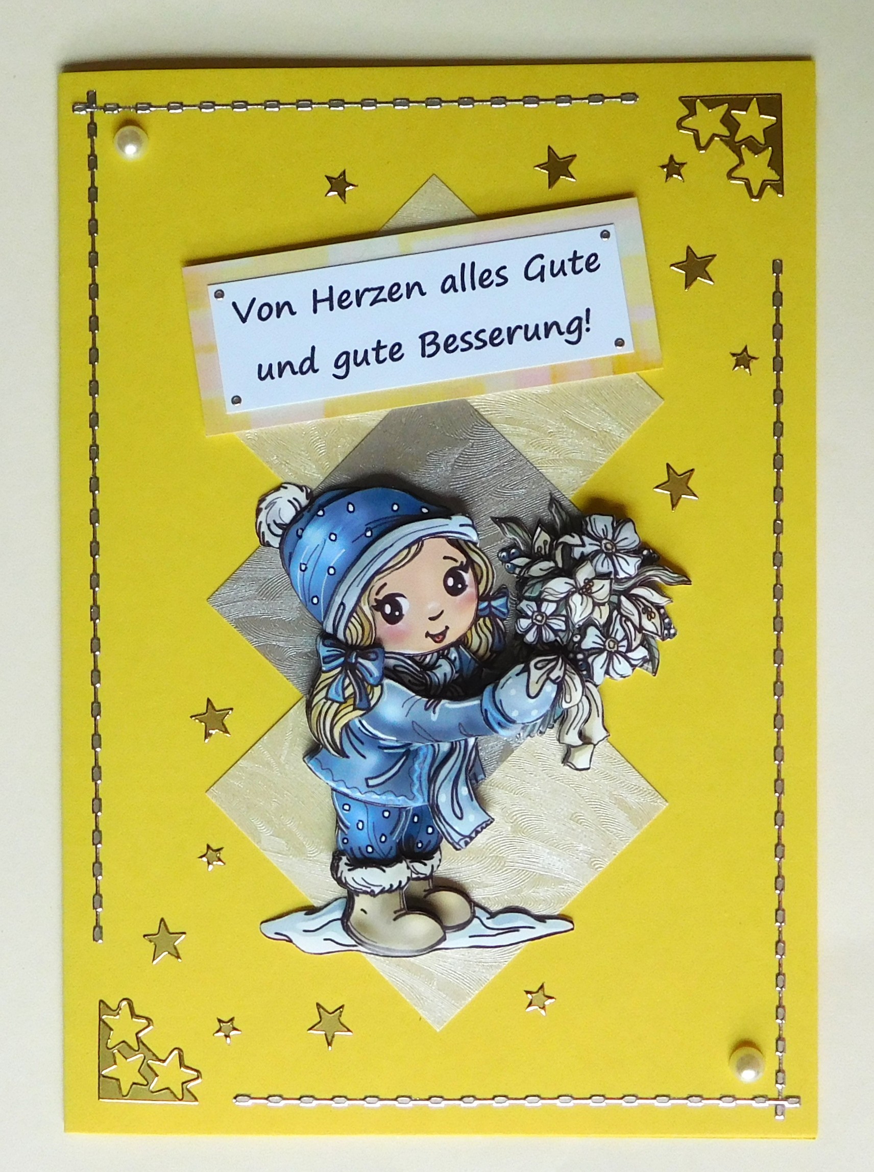 Gute Besserung Karte mit Wintermaedchen