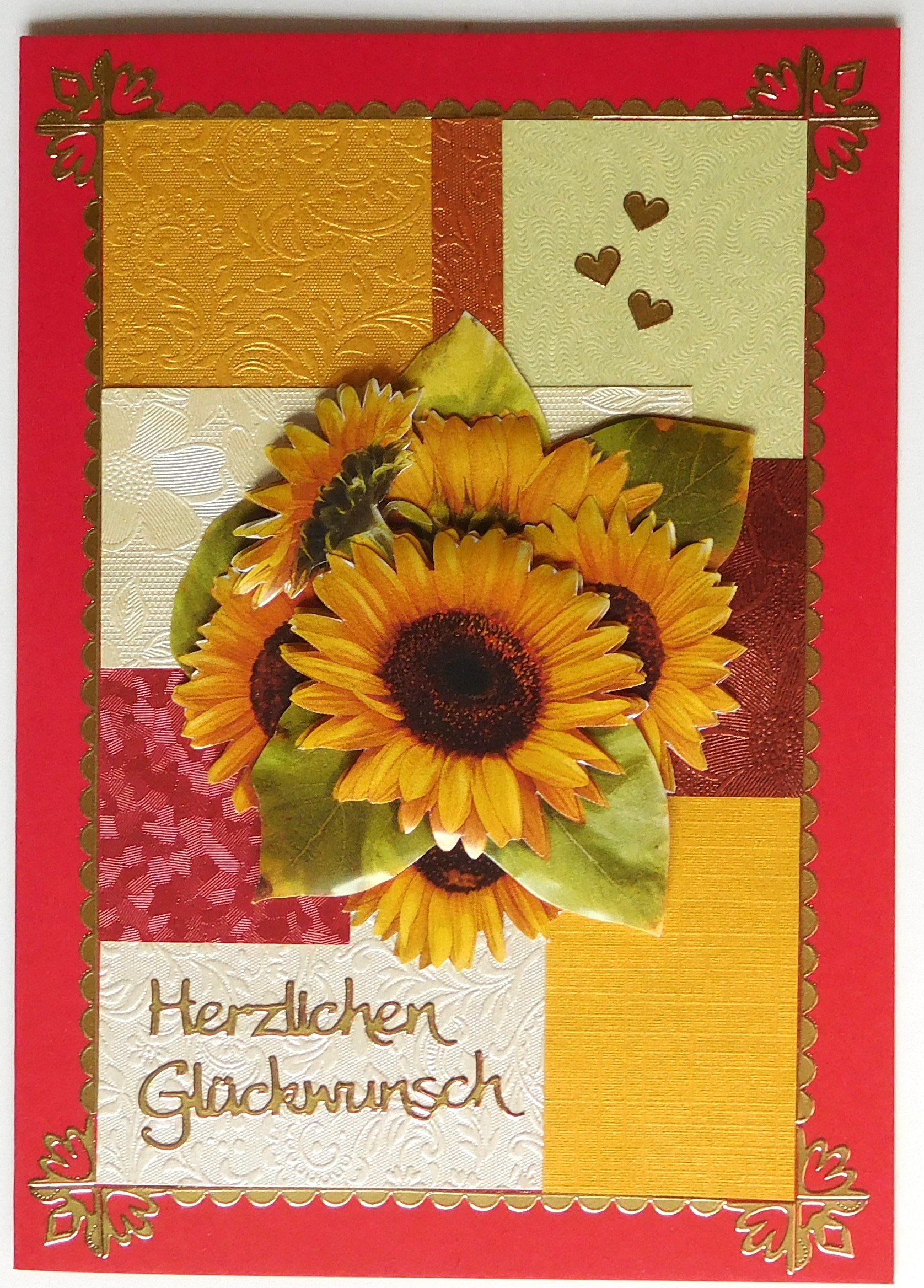 Herbstliche Glueckwunschkarte mit Sonnenblumen