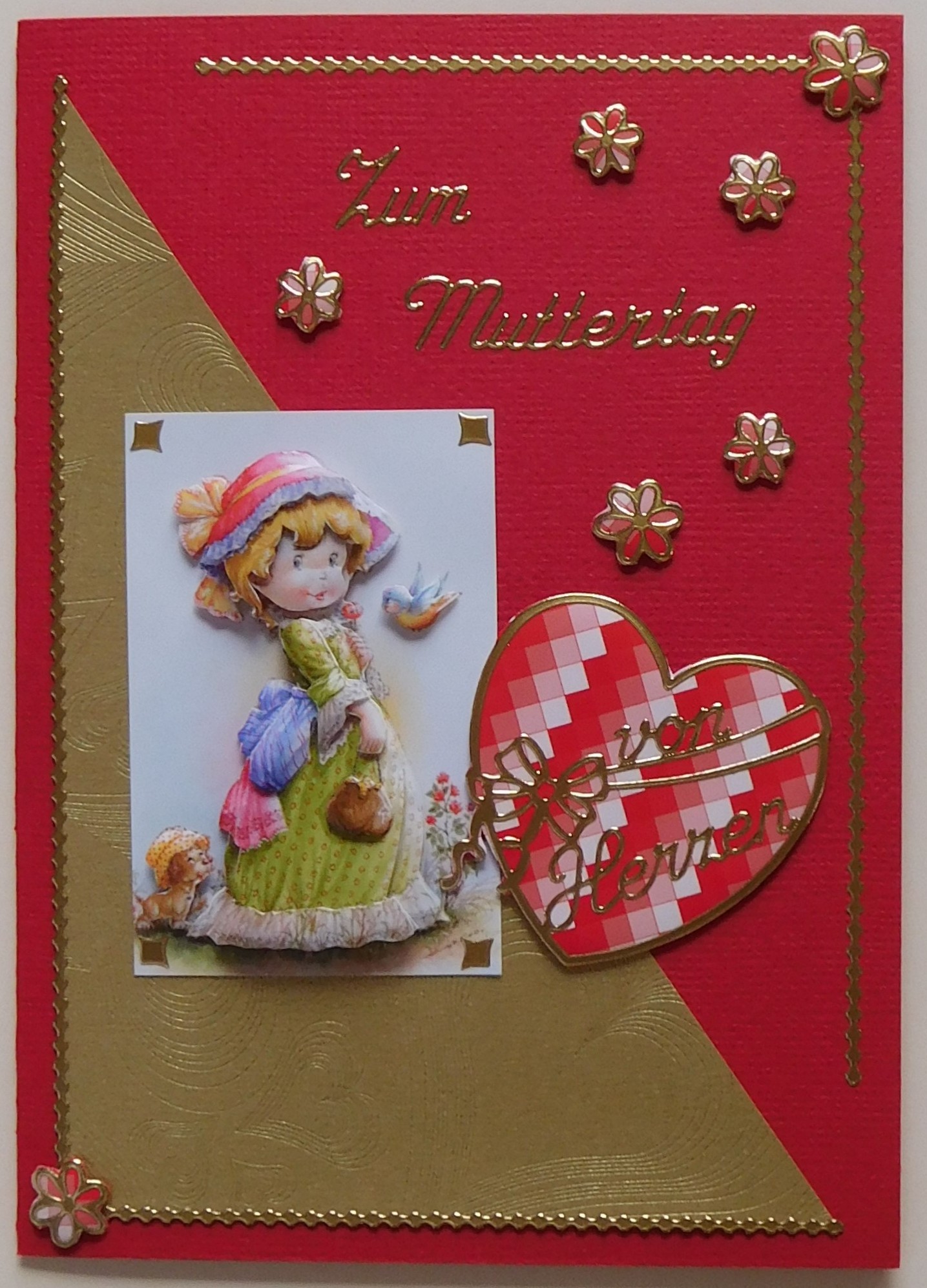 Muttertagskarte mit Kindermotiv und Herz