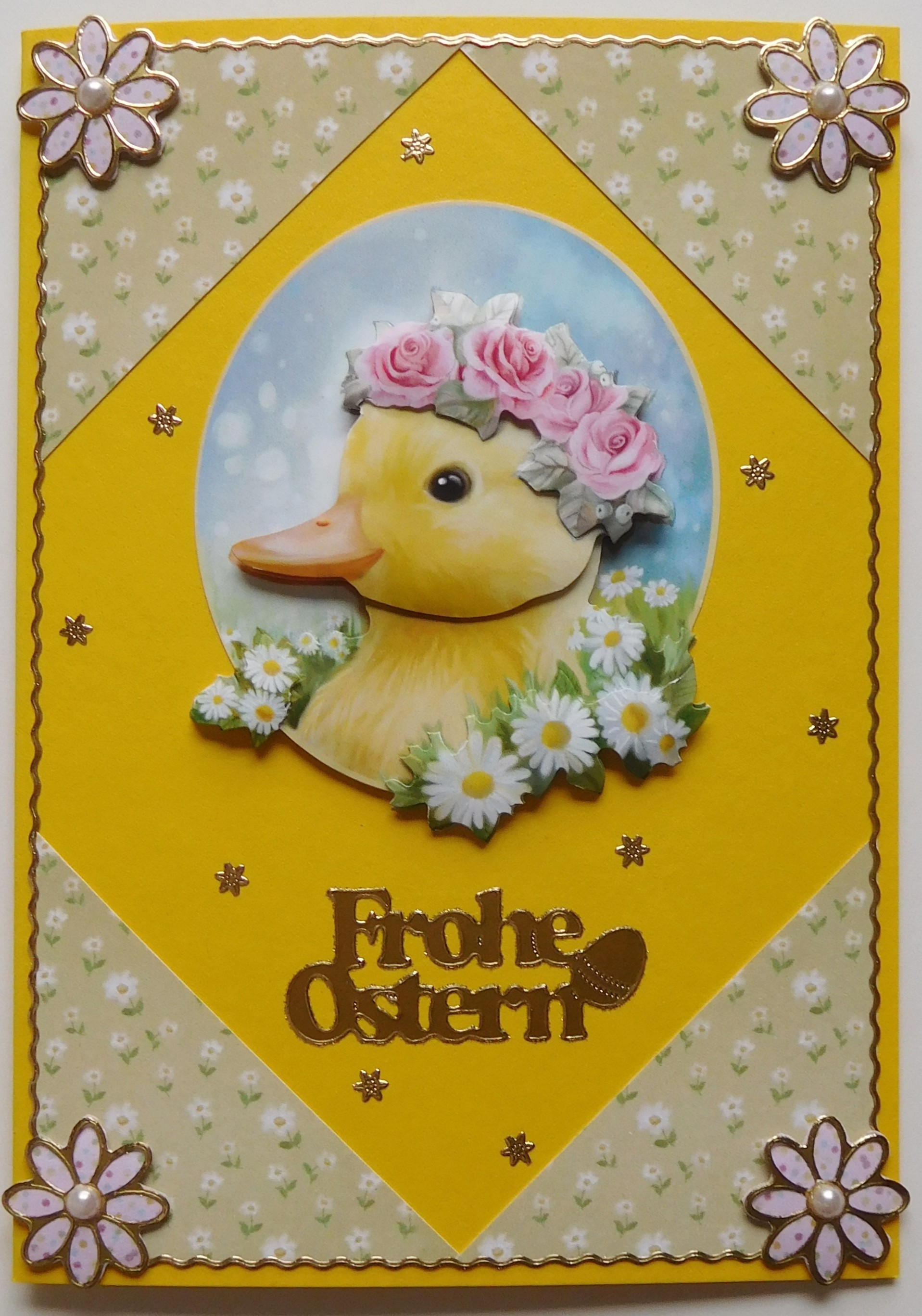 Fröhliche Osterkarte mit lustiger Ente