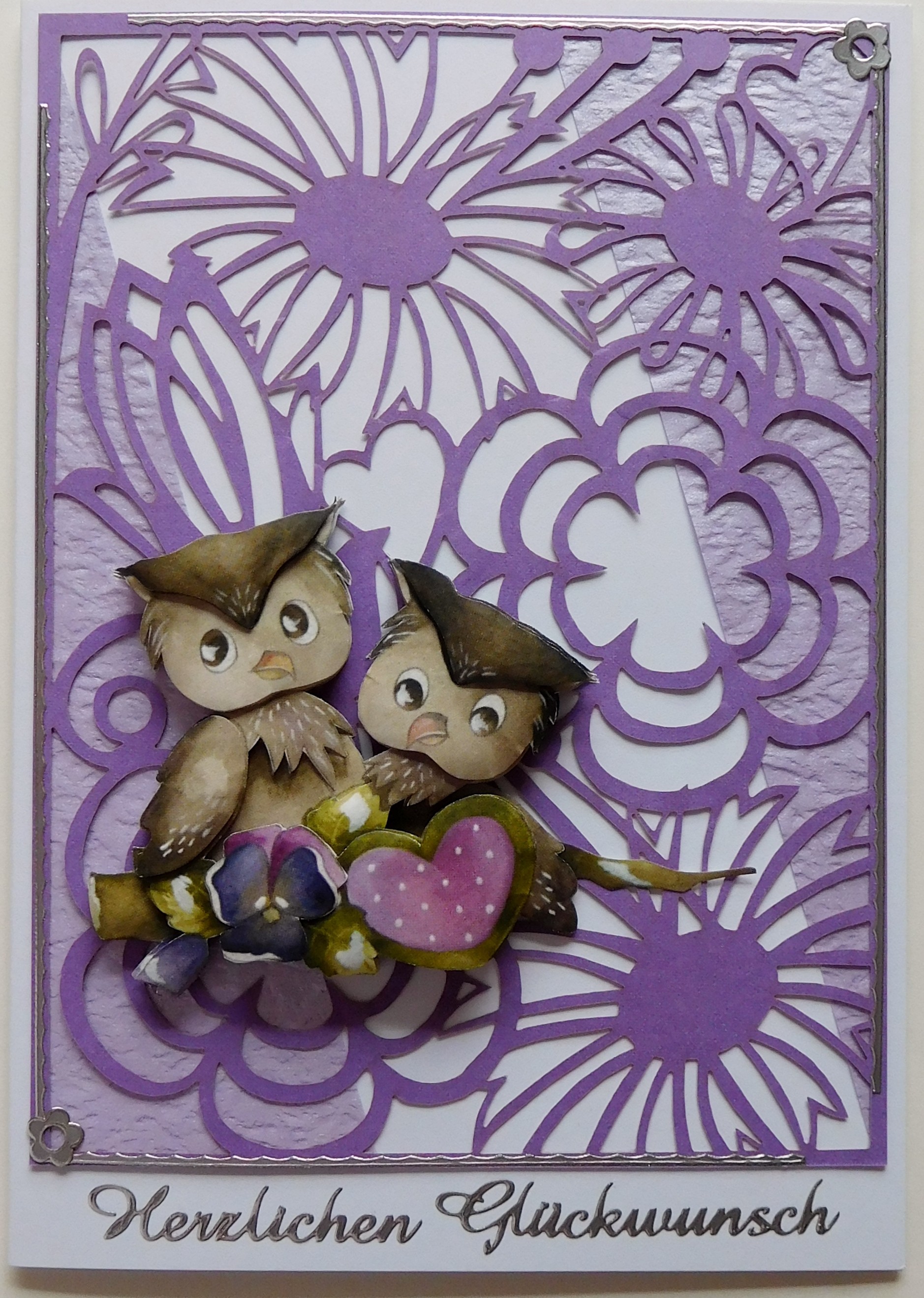 Glueckwunschkarte mit Eulenmotiv