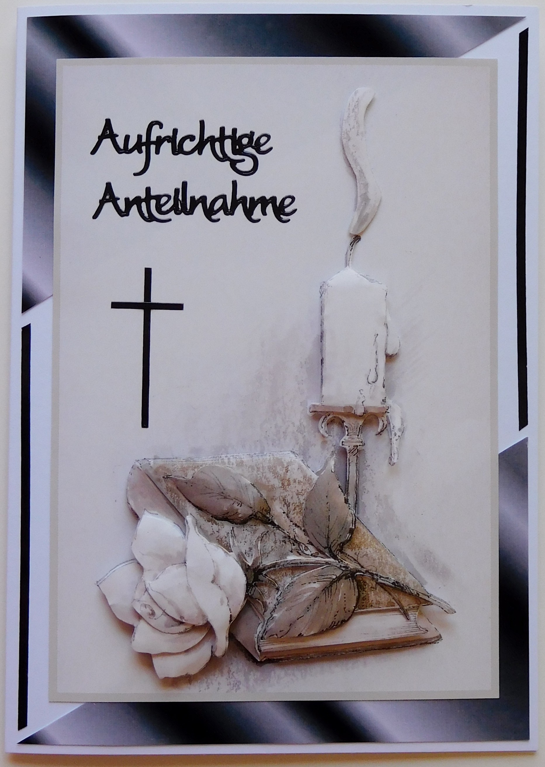 Schlichte Trauerkarte mit Kerzenmotiv